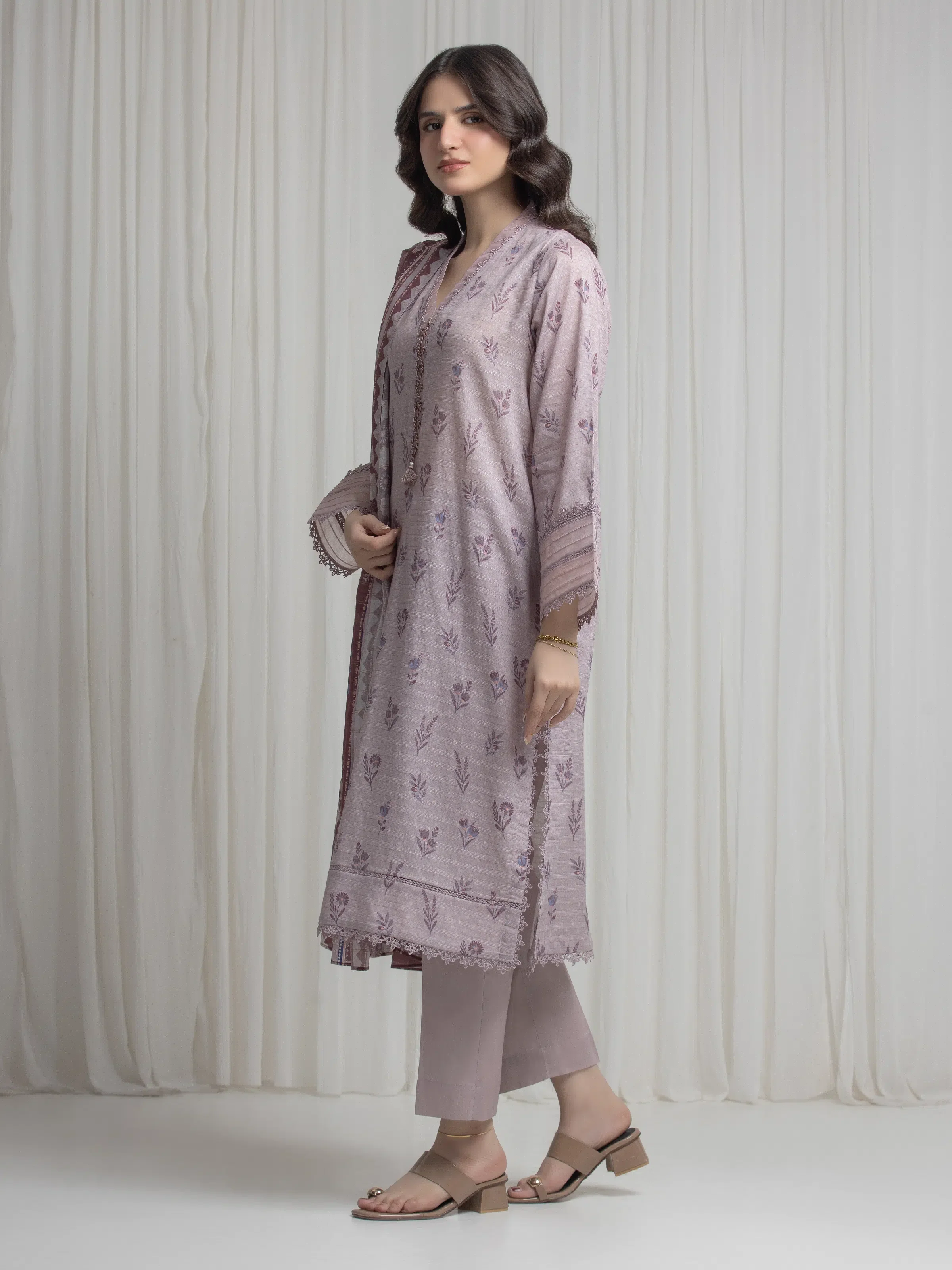 Printed Zari Lawn Suit - EWU6M6-106-3P - Image 5