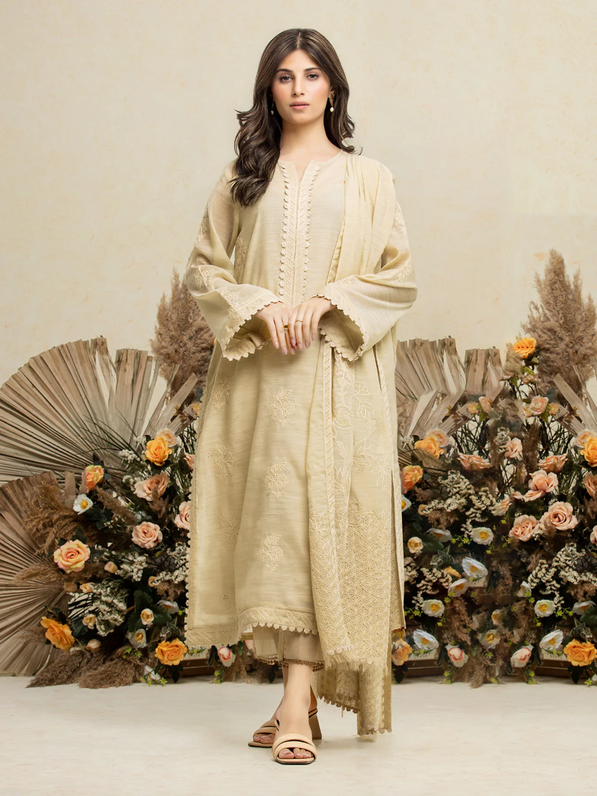 Embroidered Chanderi Shirt Trouser - EWU24V6-28738ST