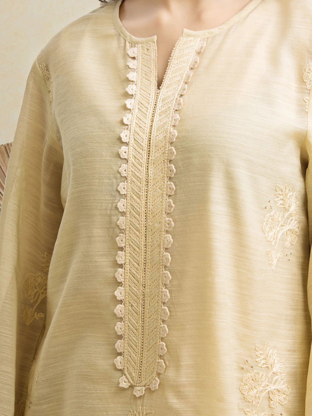 Embroidered Chanderi Shirt Trouser - EWU24V6-28738ST - Image 3