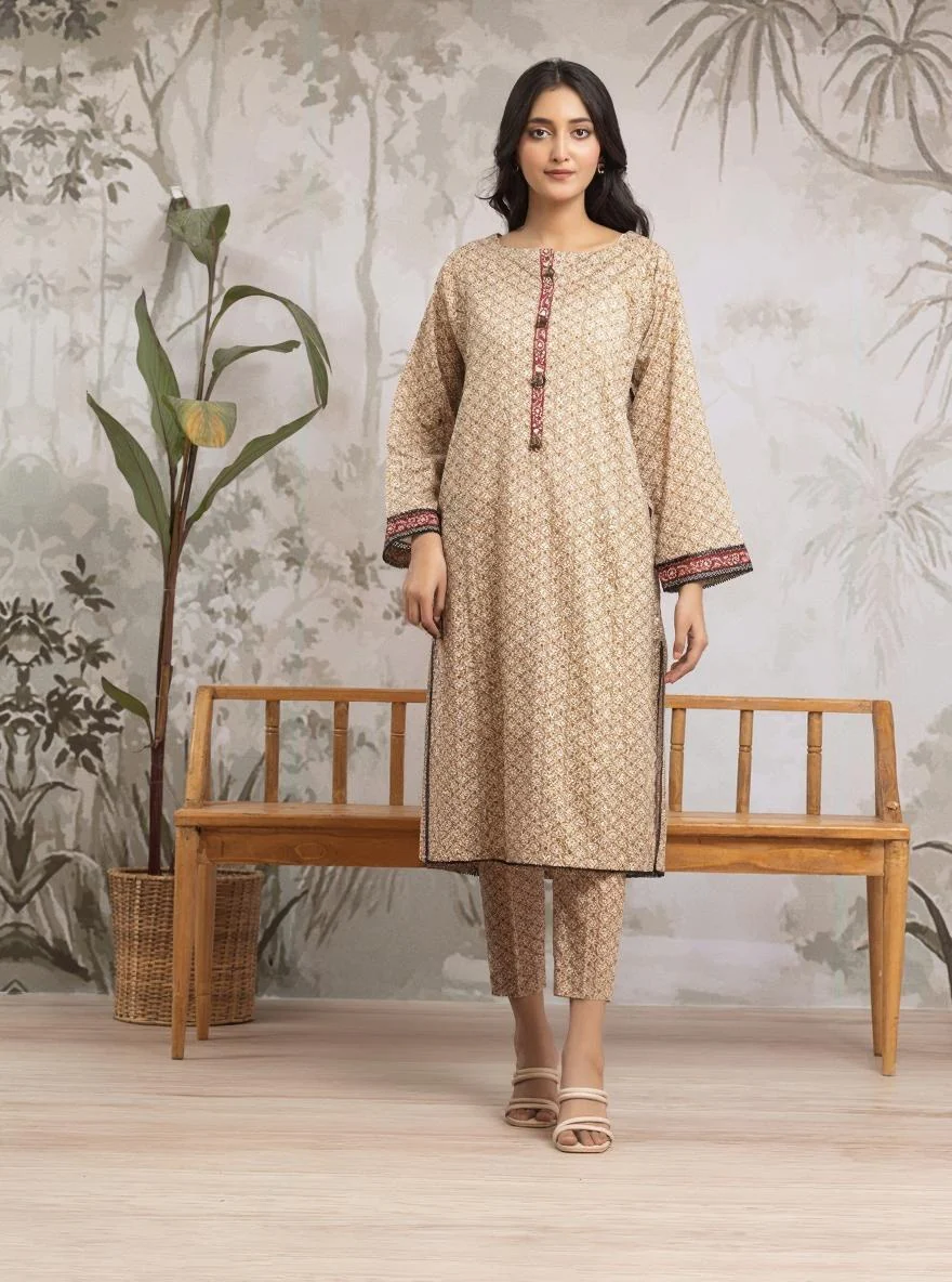 Printed Khaddar Shirt - EWU24M2-187S