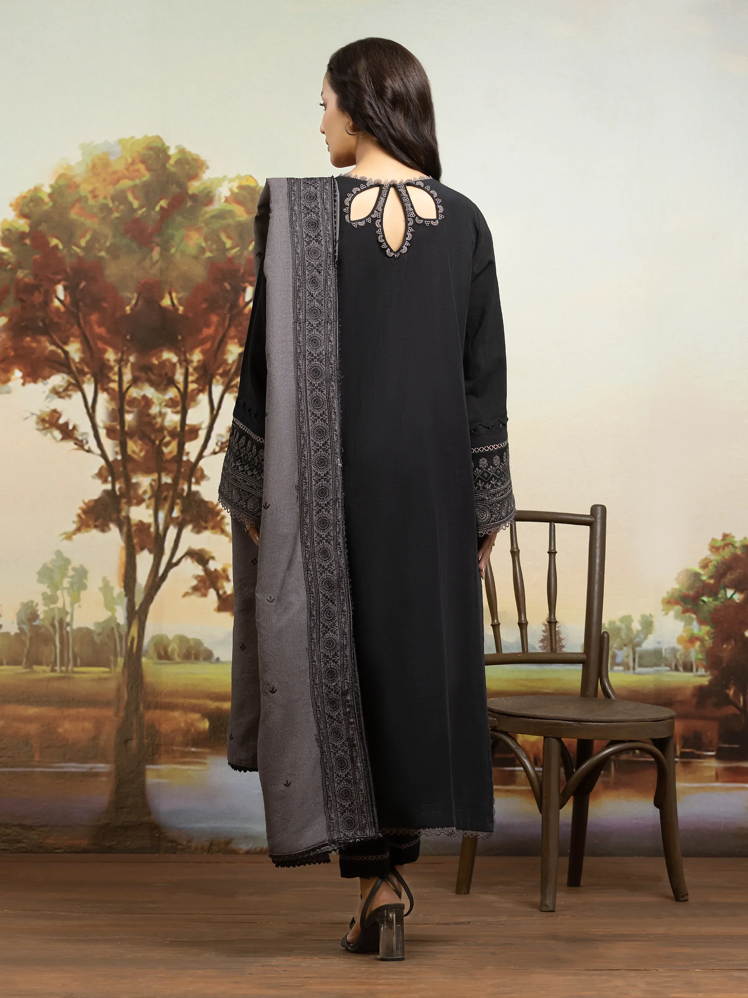 Embroidered Khaddar Shirt Trouser - EWU24V11-30303ST - Image 2