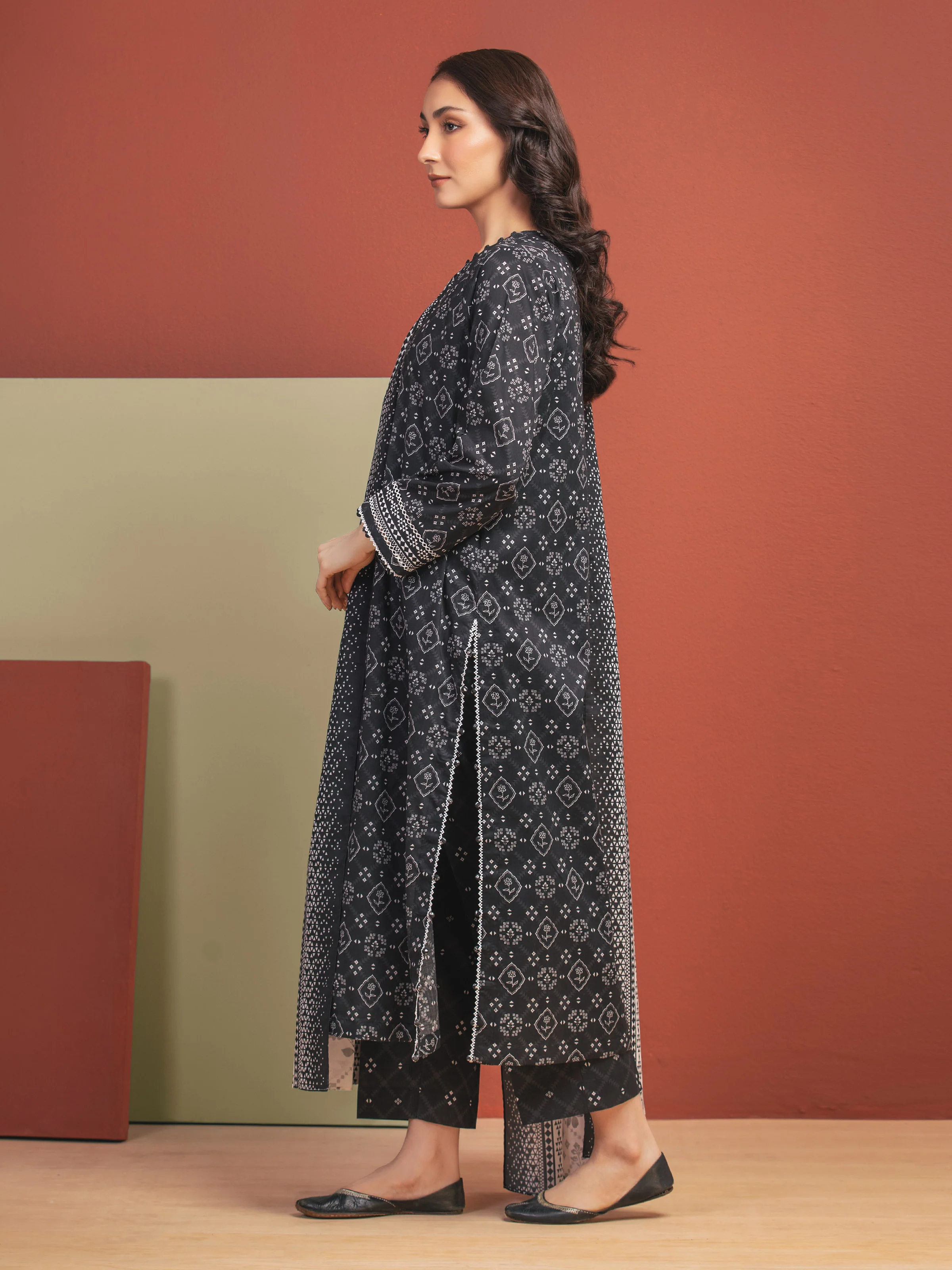 Printed Lawn Suit - EWU5A1-35306-3P - Image 5