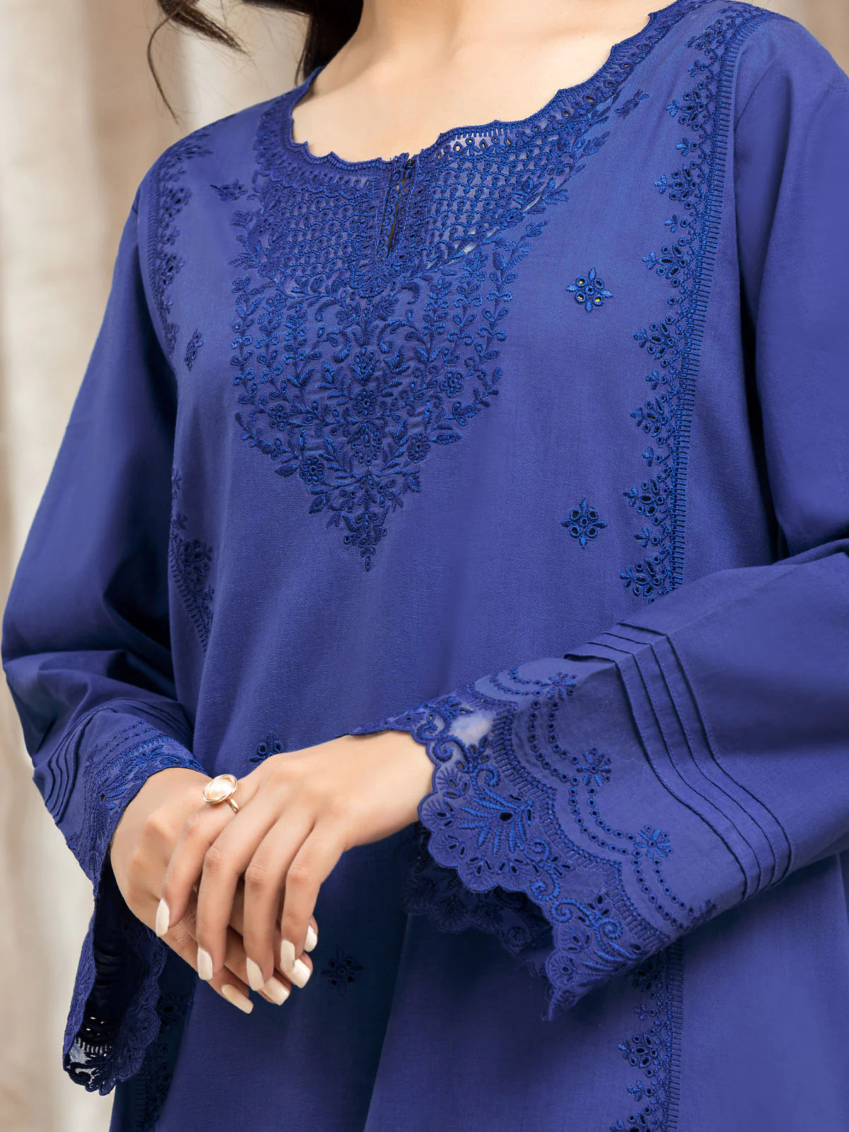 Embroidered Cambric Shirt Trouser - EWU24V2-28616ST - Image 3