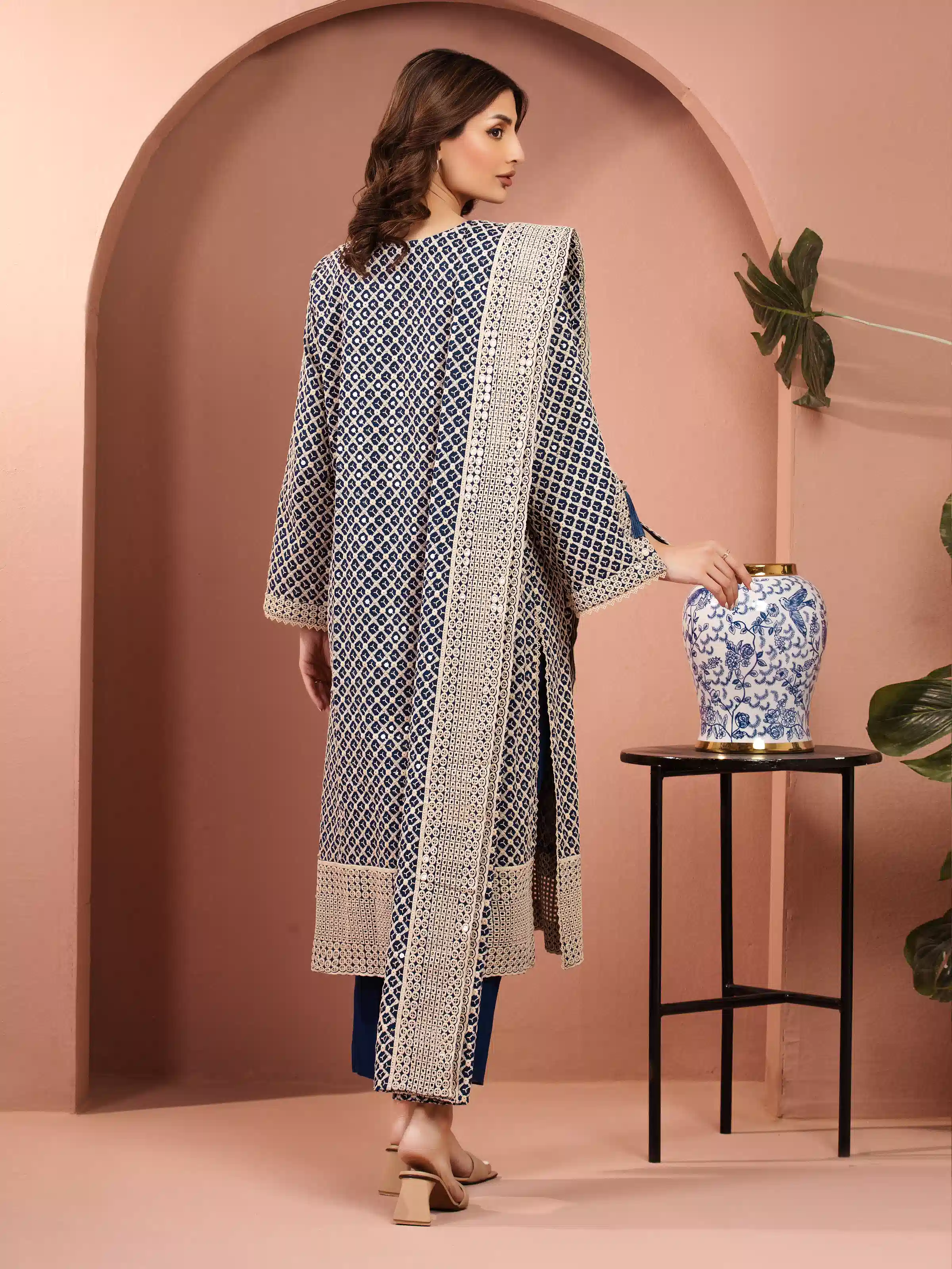 Embroidered Cambric Suit - EWU5V2-31840-3P - Image 5