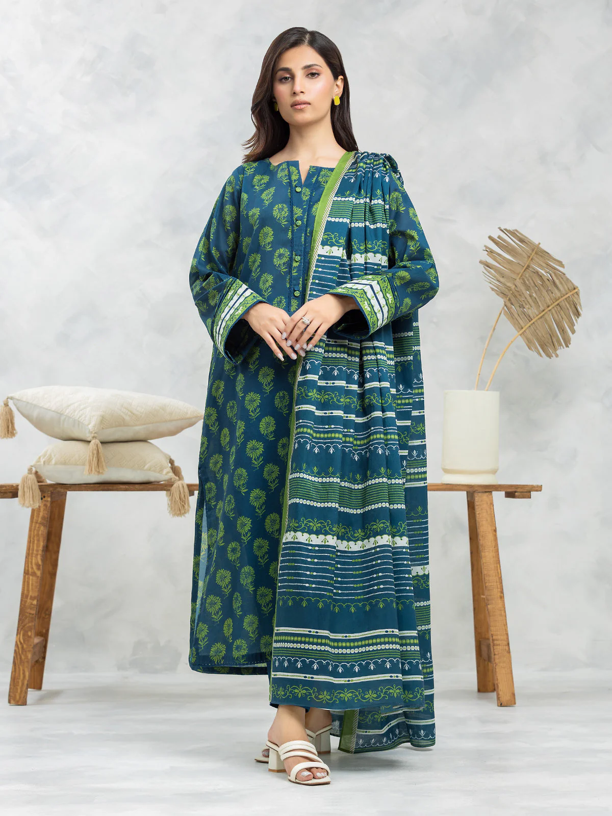 Printed Viscose Shirt Dupatta - EWU24A4-29234SD