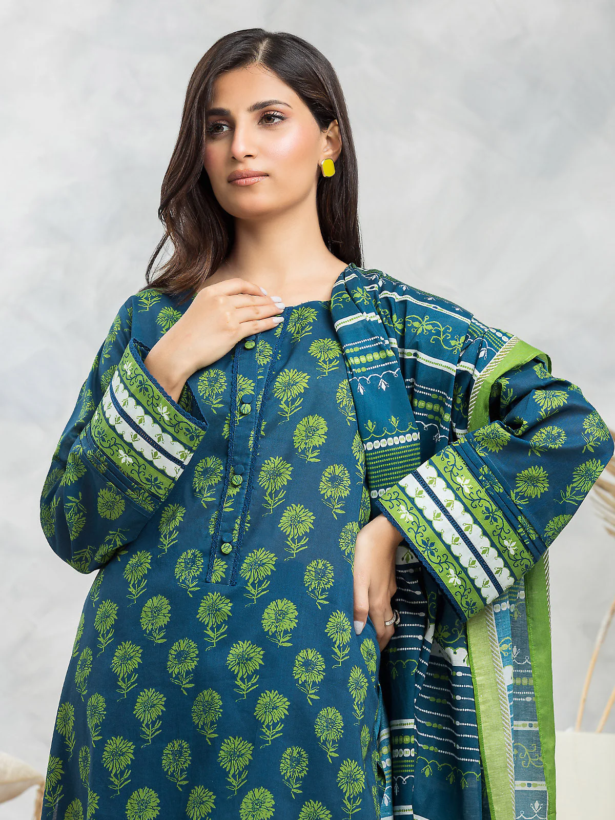Printed Viscose Shirt Dupatta - EWU24A4-29234SD - Image 2