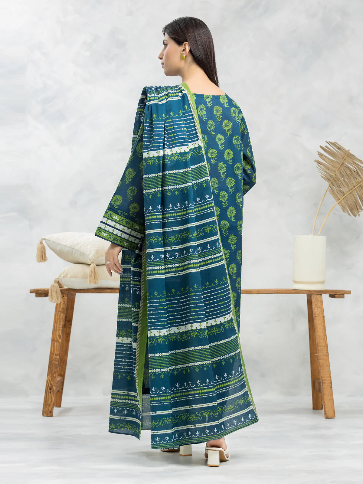 Printed Viscose Shirt Dupatta - EWU24A4-29234SD - Image 6