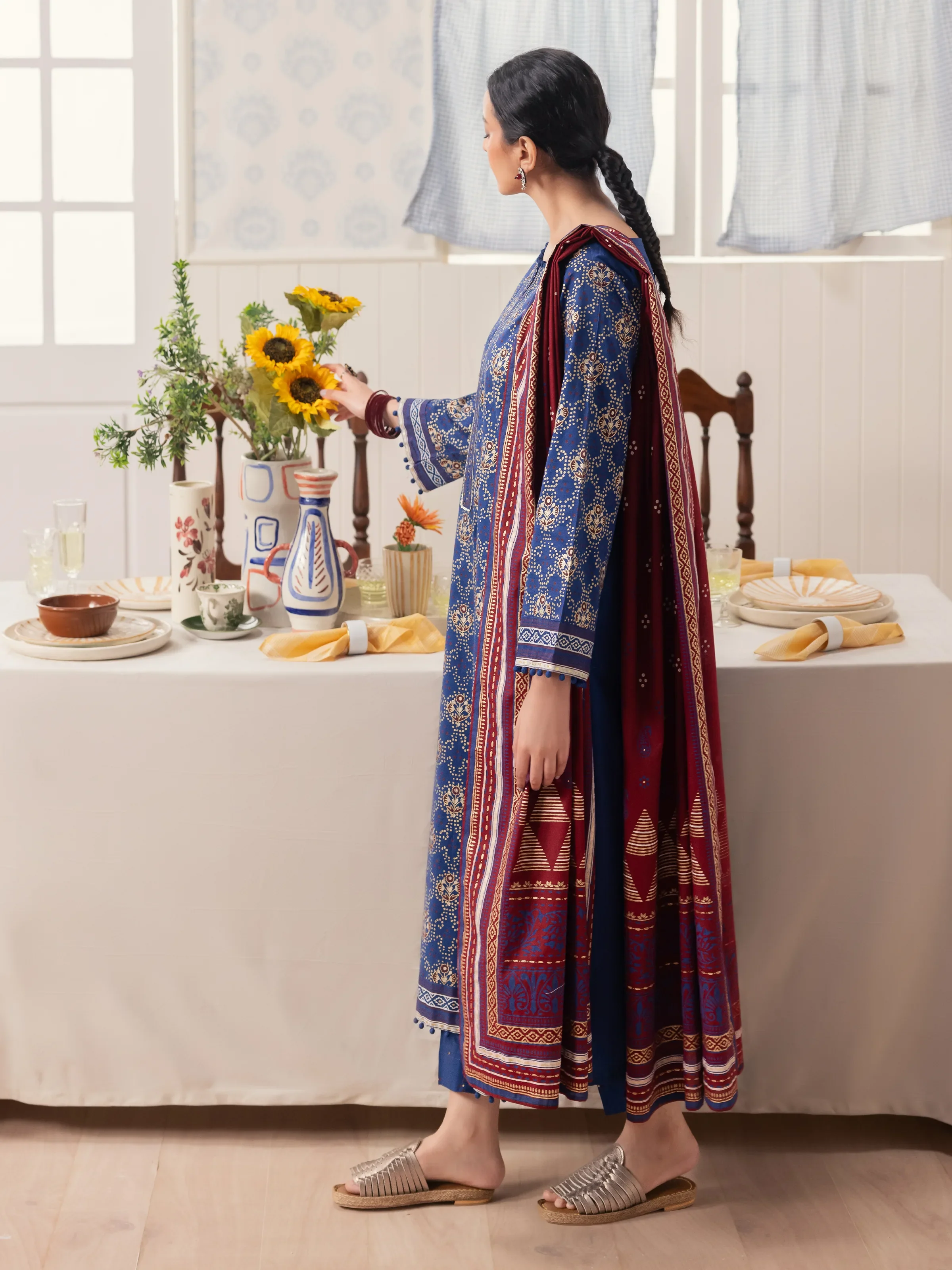 Block Print Cambric Suit - EWU24M1-059 - Image 2