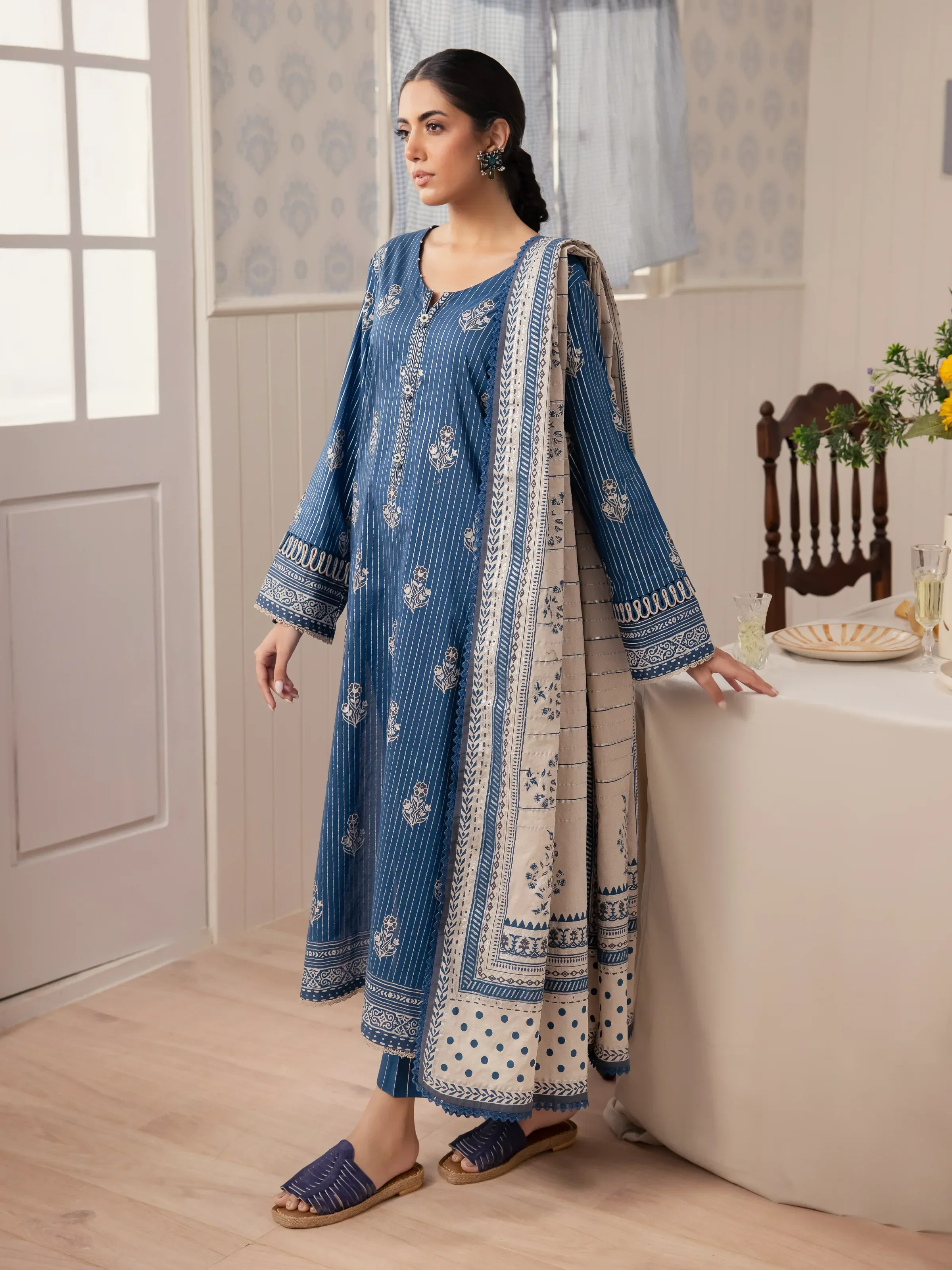 Block Print Cambric Shirt Trouser - EWU24M1-053ST - Image 2
