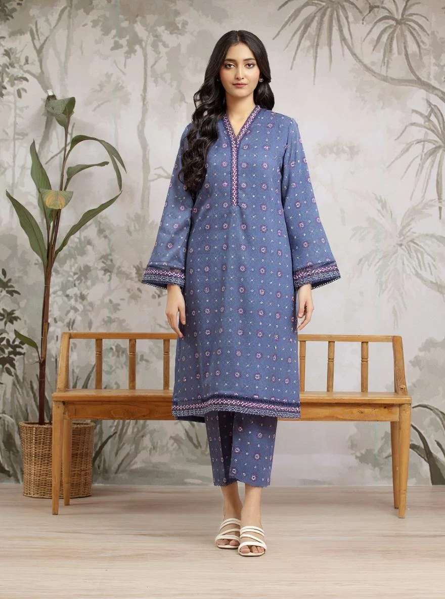 Printed Khaddar Shirt Trouser - EWU24M2-183ST