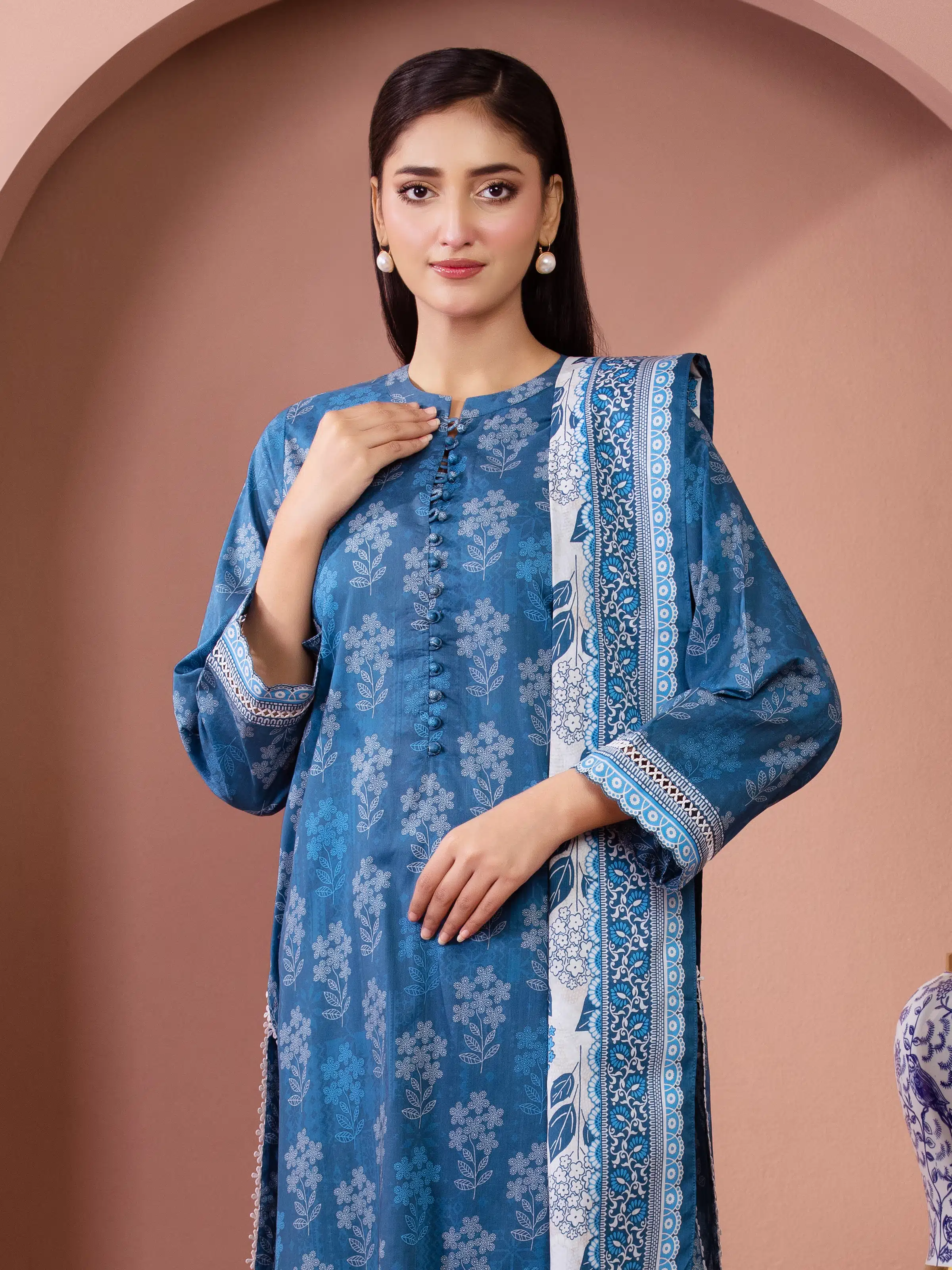 Printed Lawn Suit - EWU5A1-35278-3P - Image 2