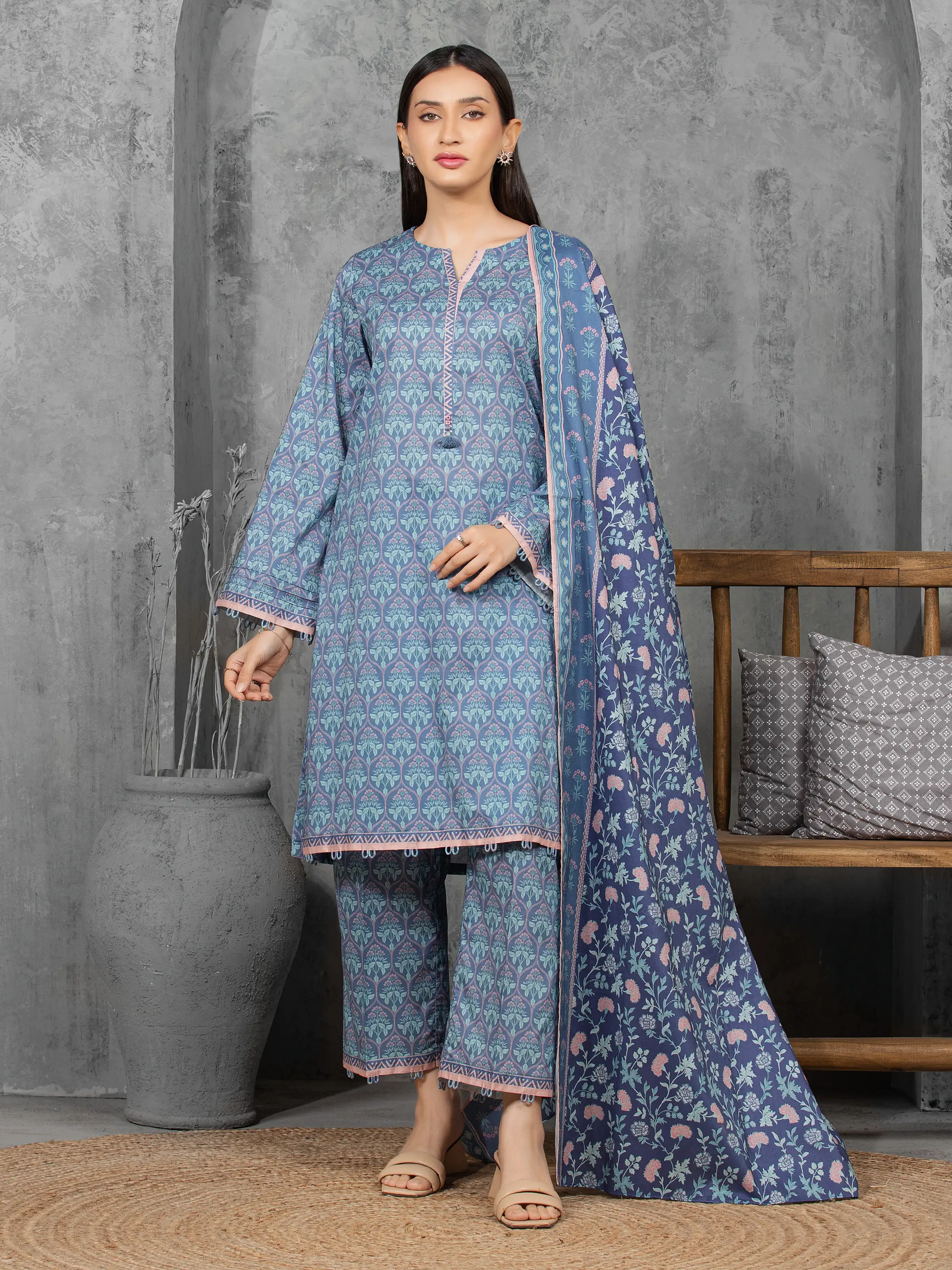 Printed Lawn Suit - EWU6A1-36518-3P