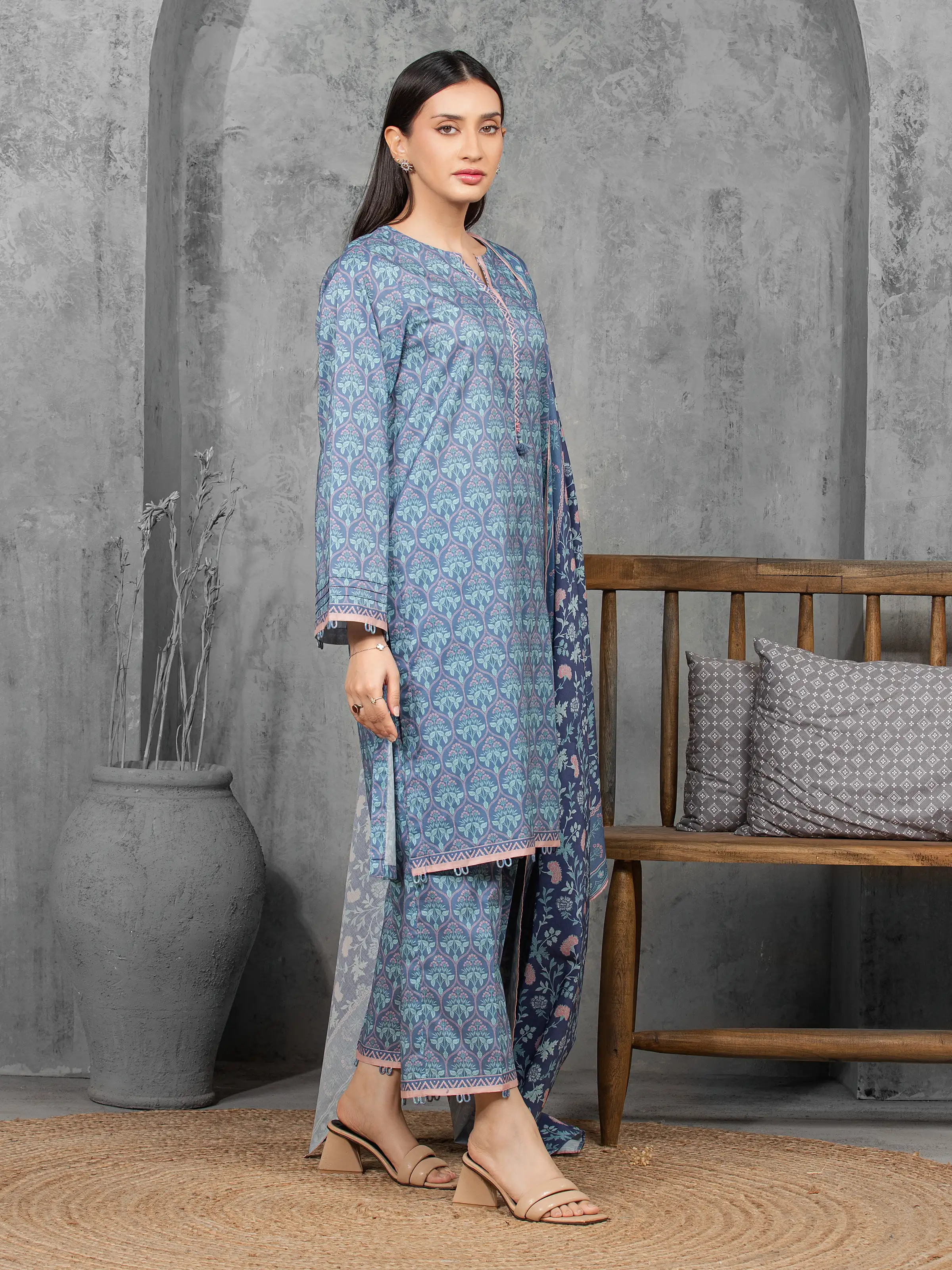 Printed Lawn Suit - EWU6A1-36518-3P - Image 5