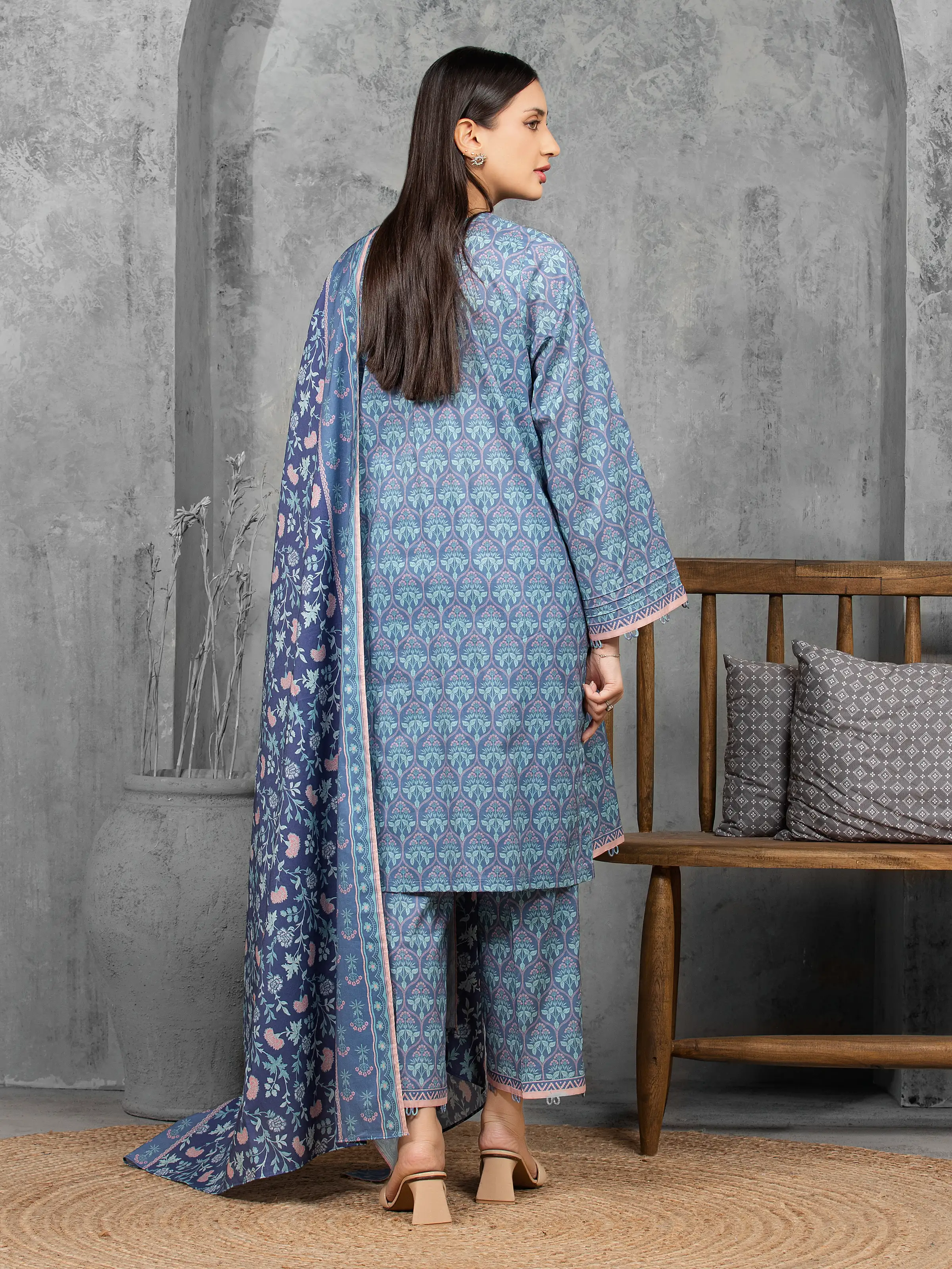 Printed Lawn Suit - EWU6A1-36518-3P - Image 6