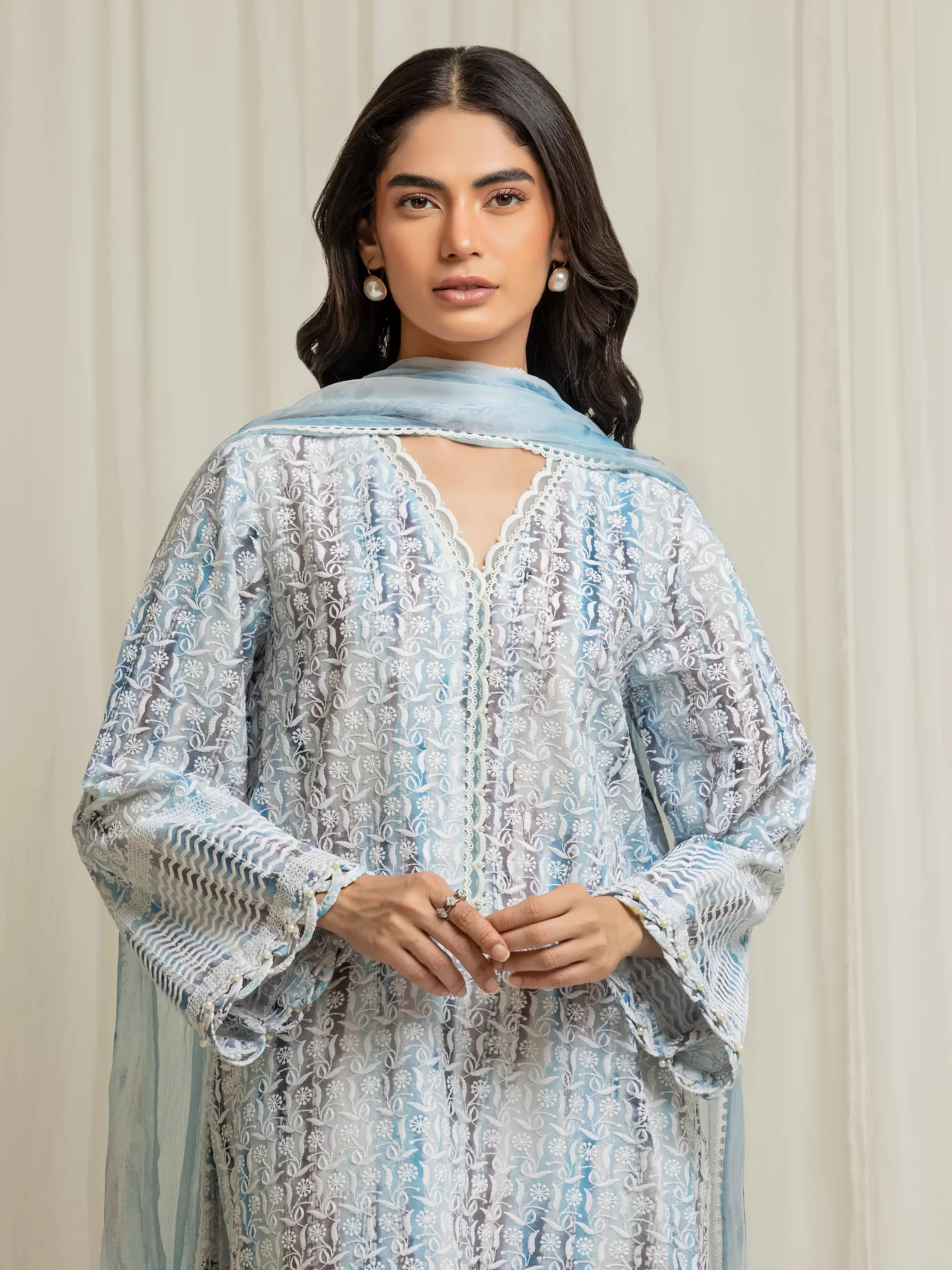 Embroidered Cambric Suit - EWU6V2-33505-3P - Image 2