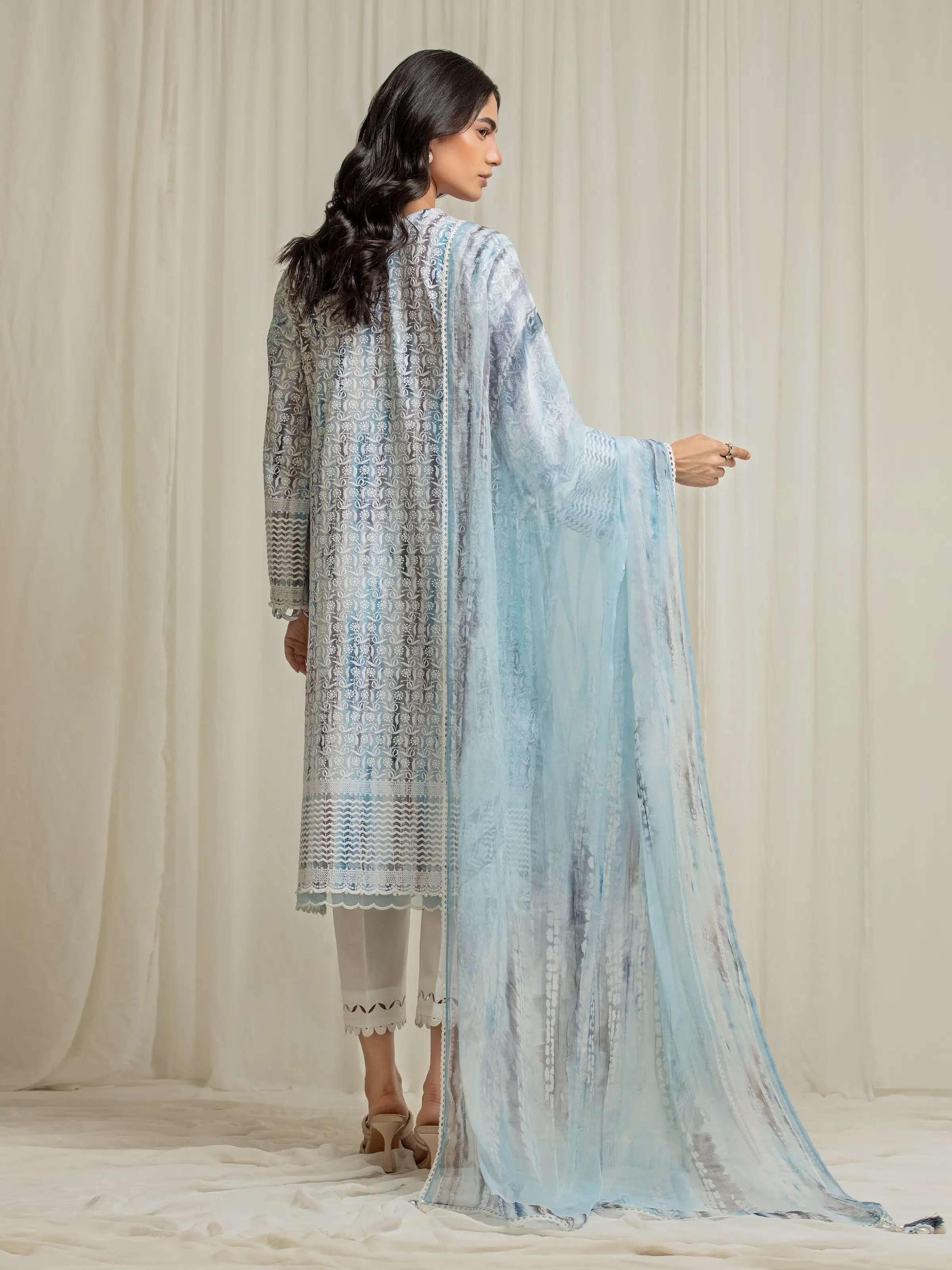 Embroidered Cambric Suit - EWU6V2-33505-3P - Image 6