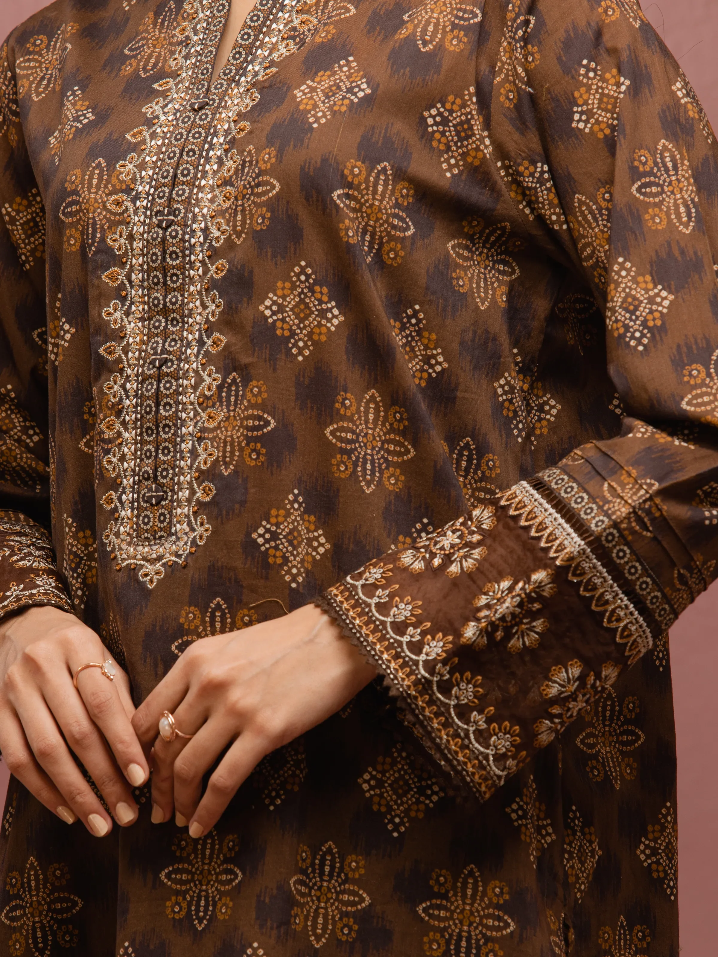 Embroidered Cambric Suit - EWU5V2-31040-3P - Image 4