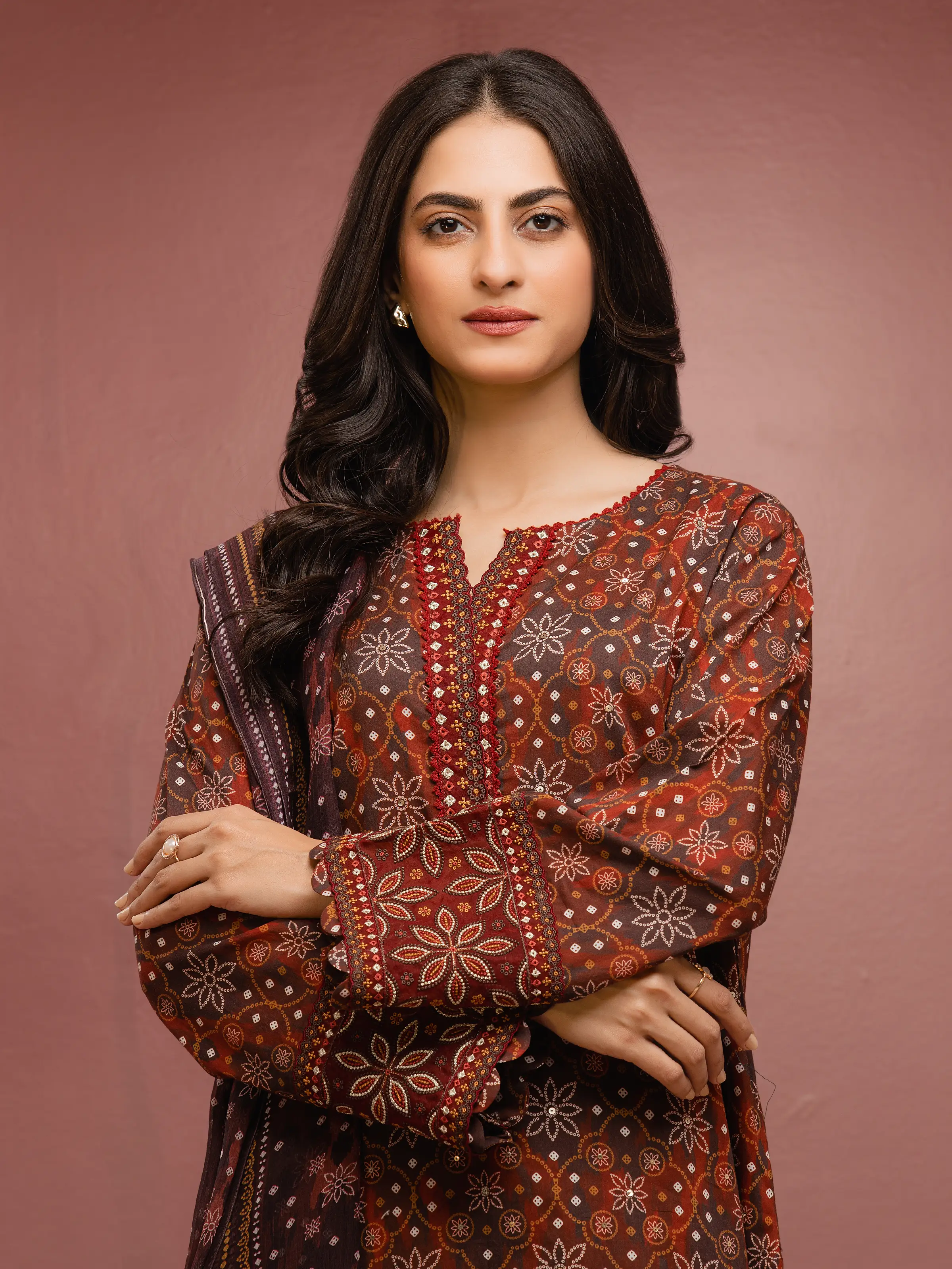 Embroidered Cambric Suit - EWU5V2-31044-3P - Image 3