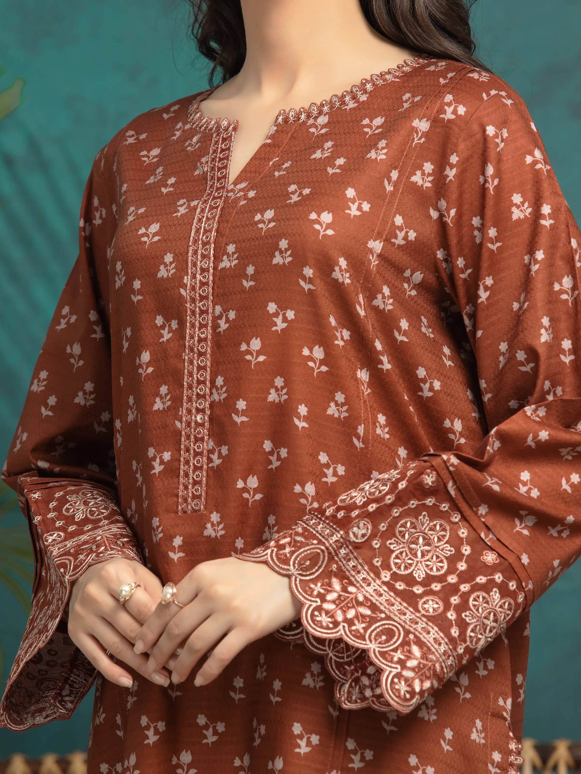 Embroidered Dobby Suit - EWU5V7-30366-3P - Image 3