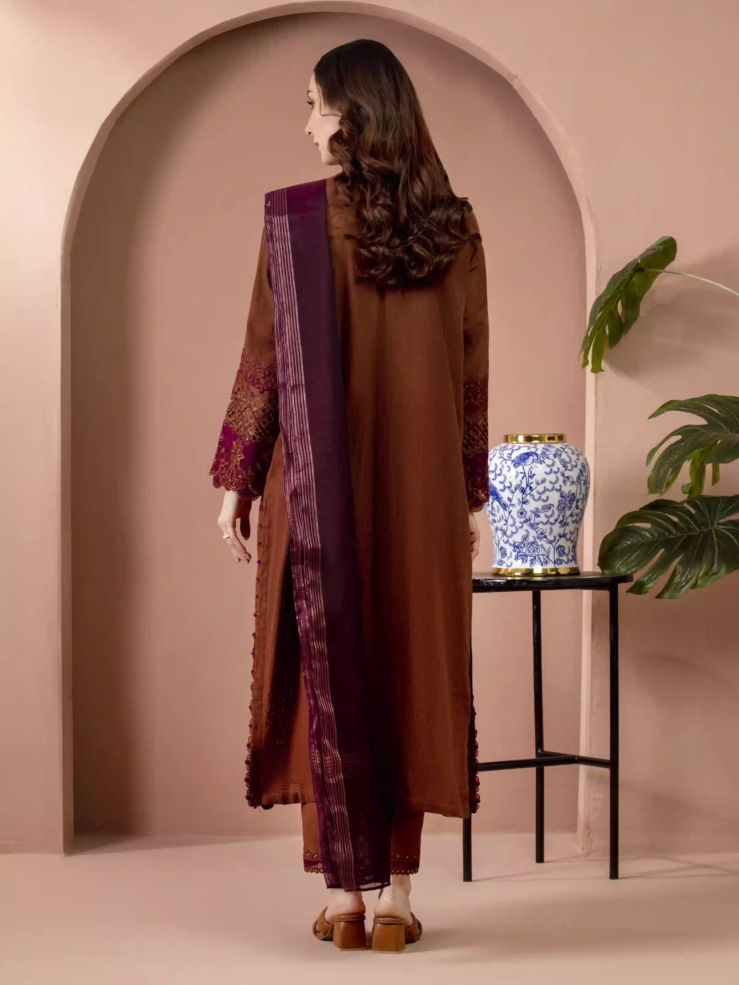Embroidered Lawn Shirt Dupatta - EWU5V1-31233SD - Image 5