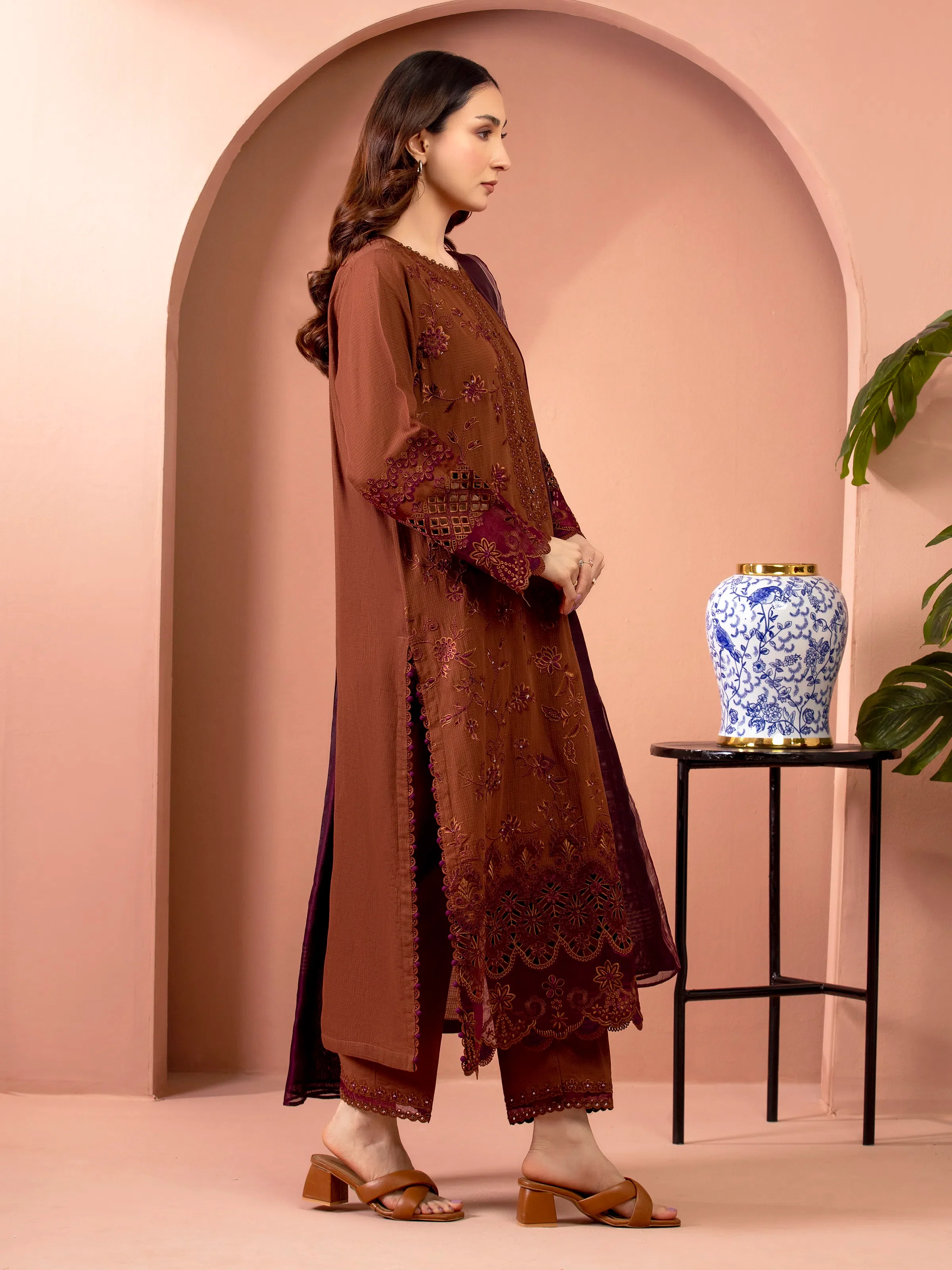 Embroidered Lawn Shirt Dupatta - EWU5V1-31233SD - Image 6