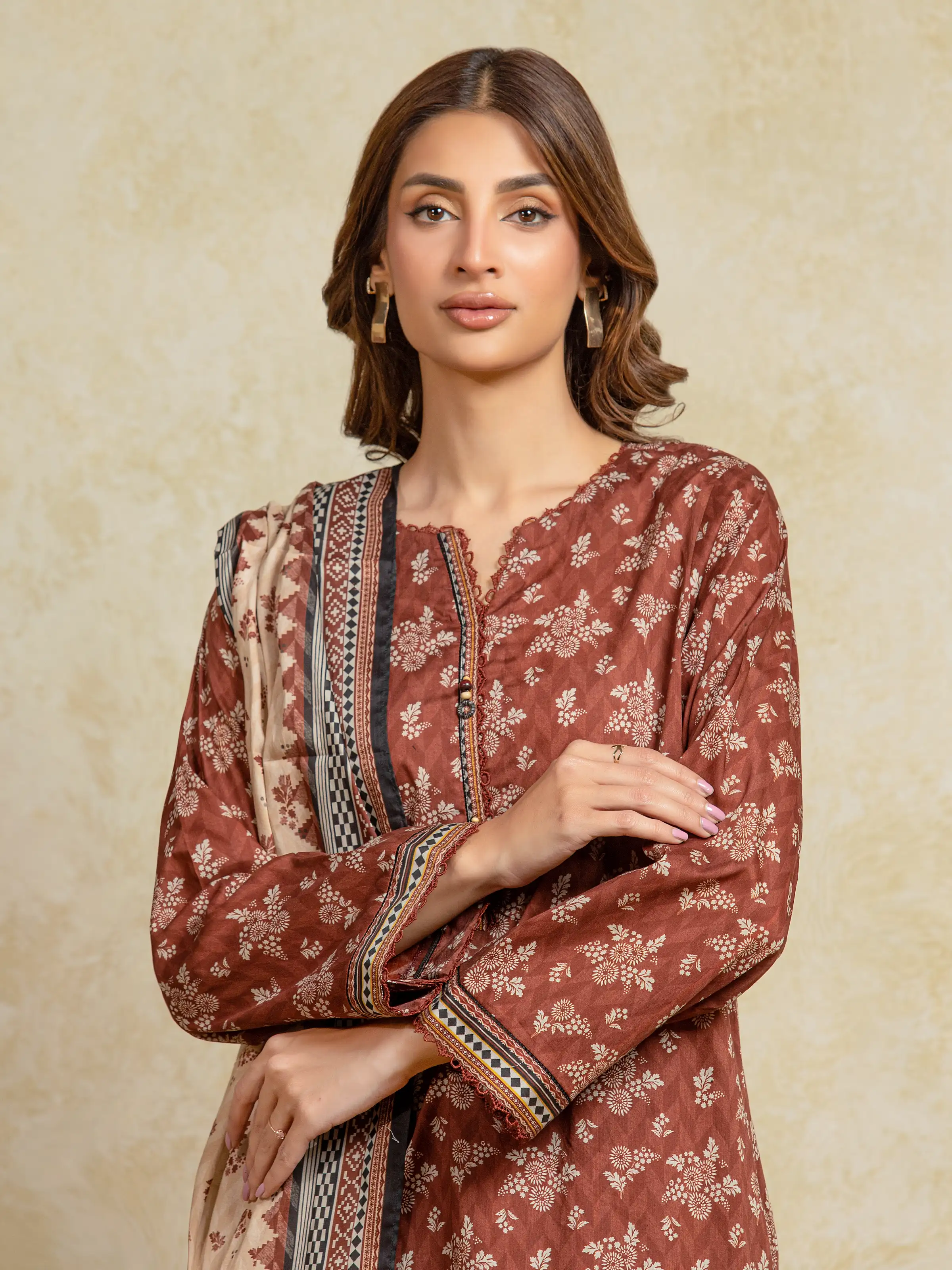Printed Khaddar Suit - EWU5A3-35936-3P - Image 2