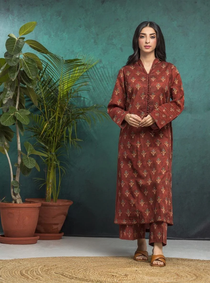 Printed Khaddar Shirt - EWU24M3-087S