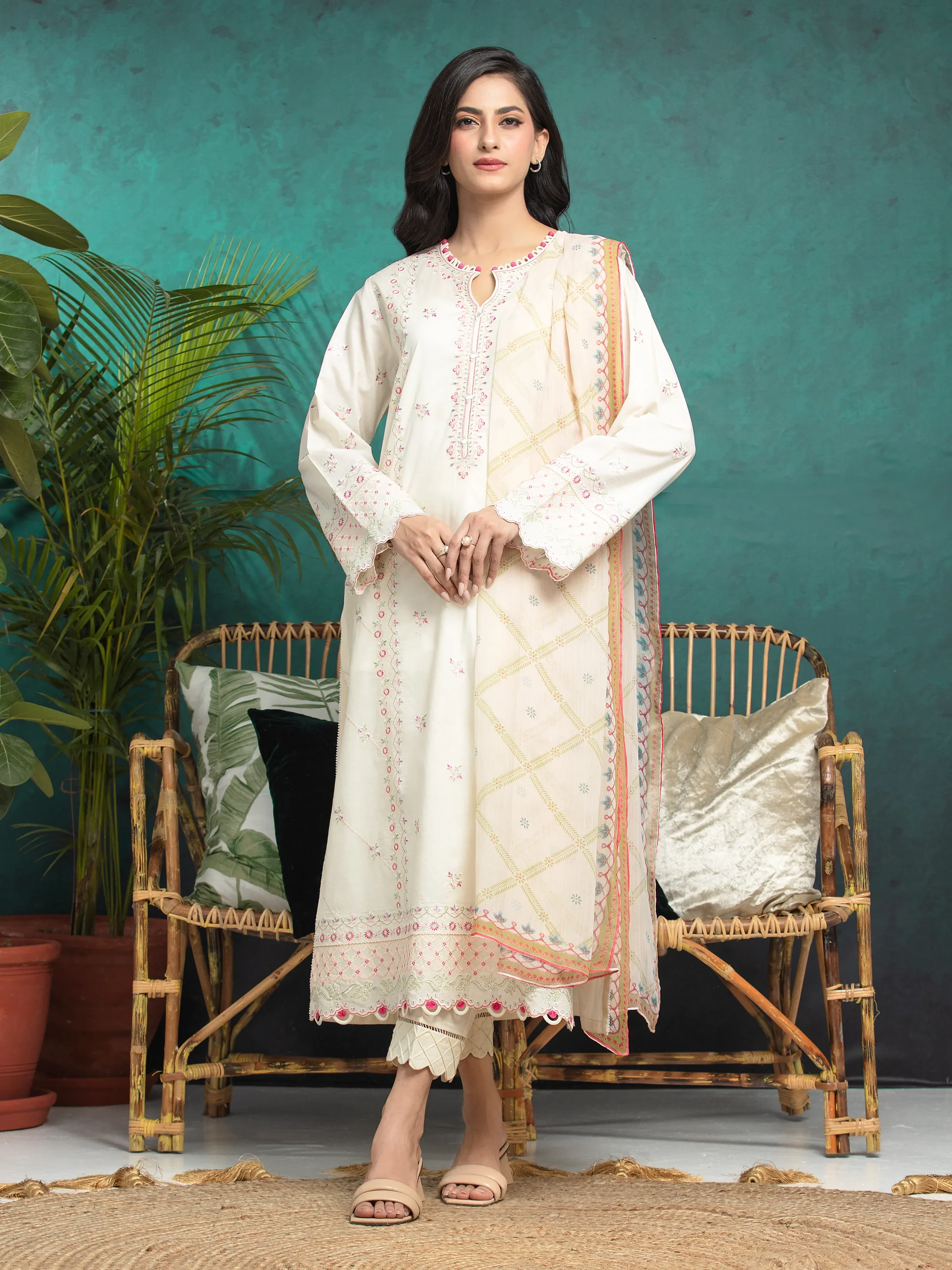 Embroidered Cambric Suit - EWU24V2-31012-3P