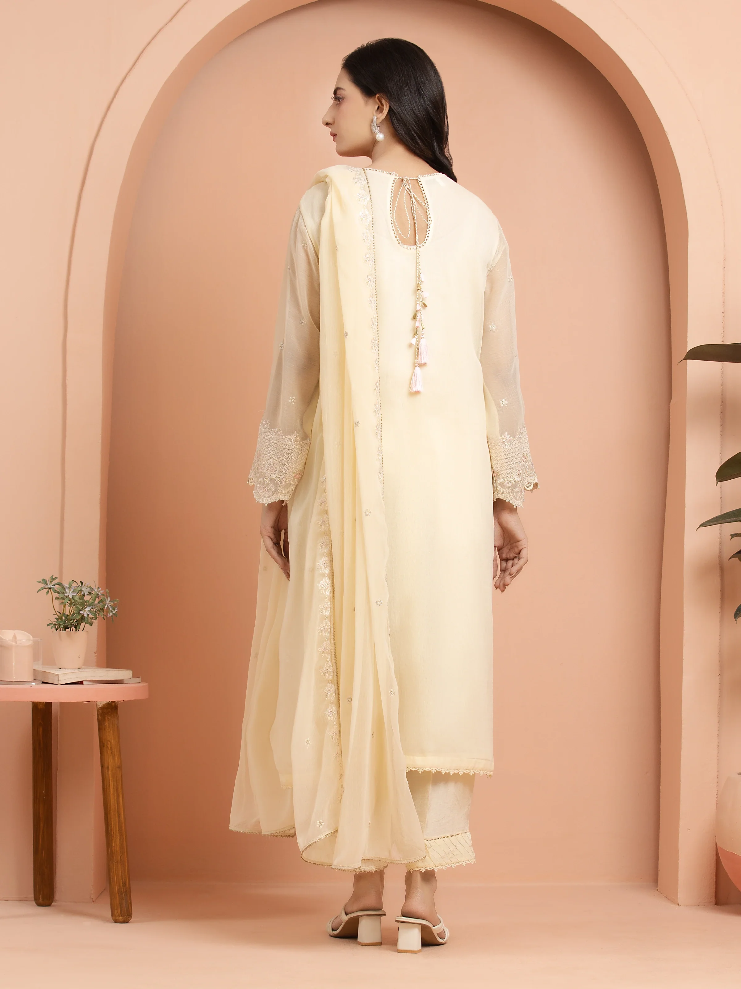 Embroidered Chiffon Suit - EWU24V5-30323-3P - Image 5