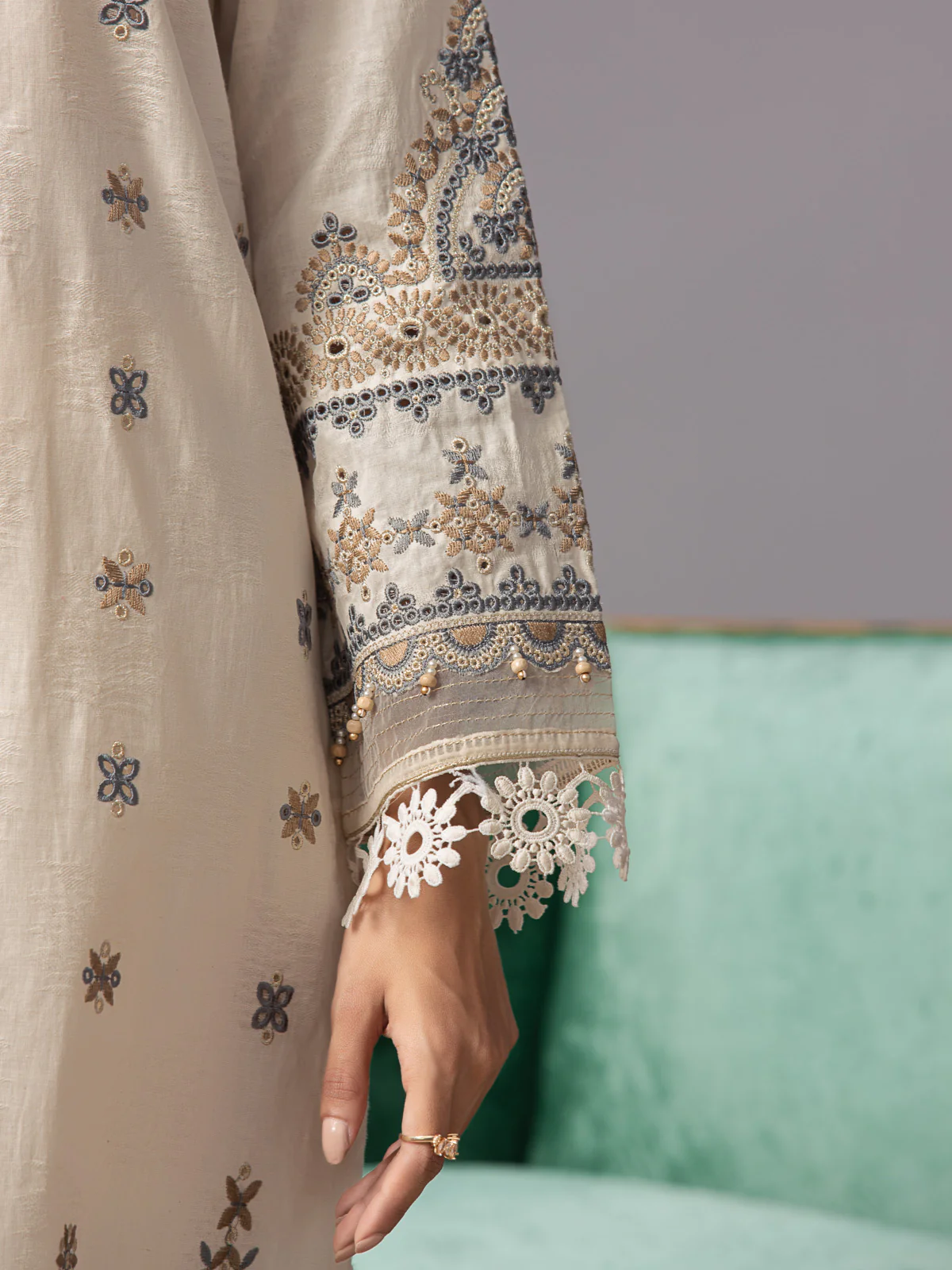 Embroidered Dobby Suit - EWU23V7-26743-3P - Image 5