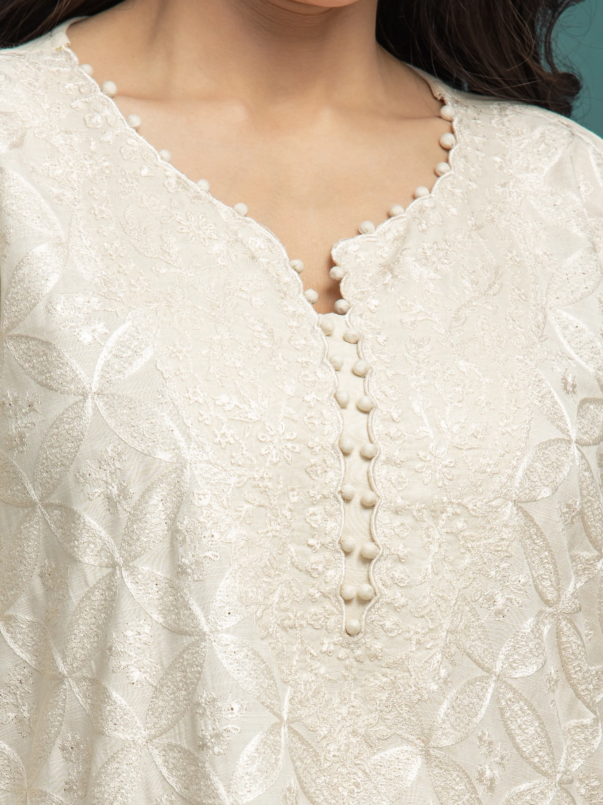 Embroidered Raw Silk Suit - EWU24V16-30280-3P - Image 4