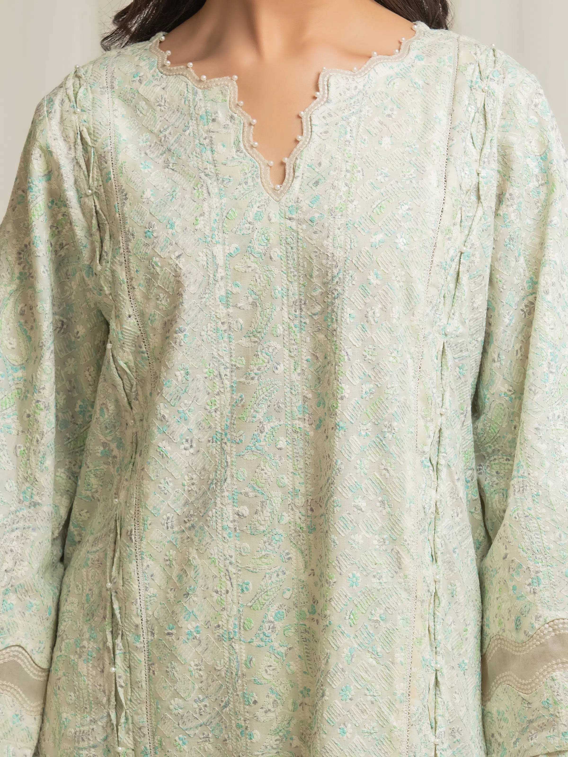 Embroidered Cambric Suit - EWU6V2-33506-3P - Image 4