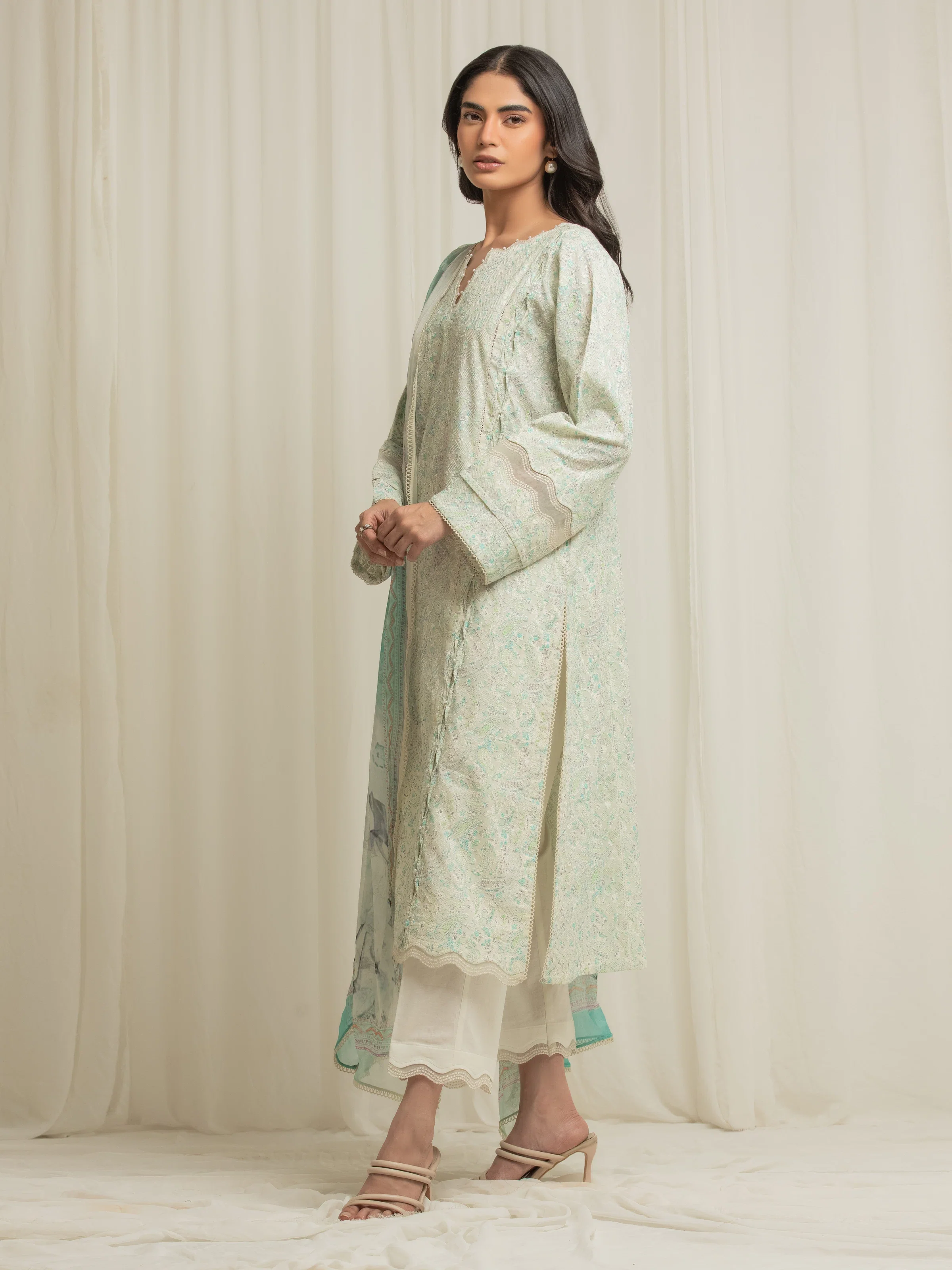 Embroidered Cambric Suit - EWU6V2-33506-3P - Image 5