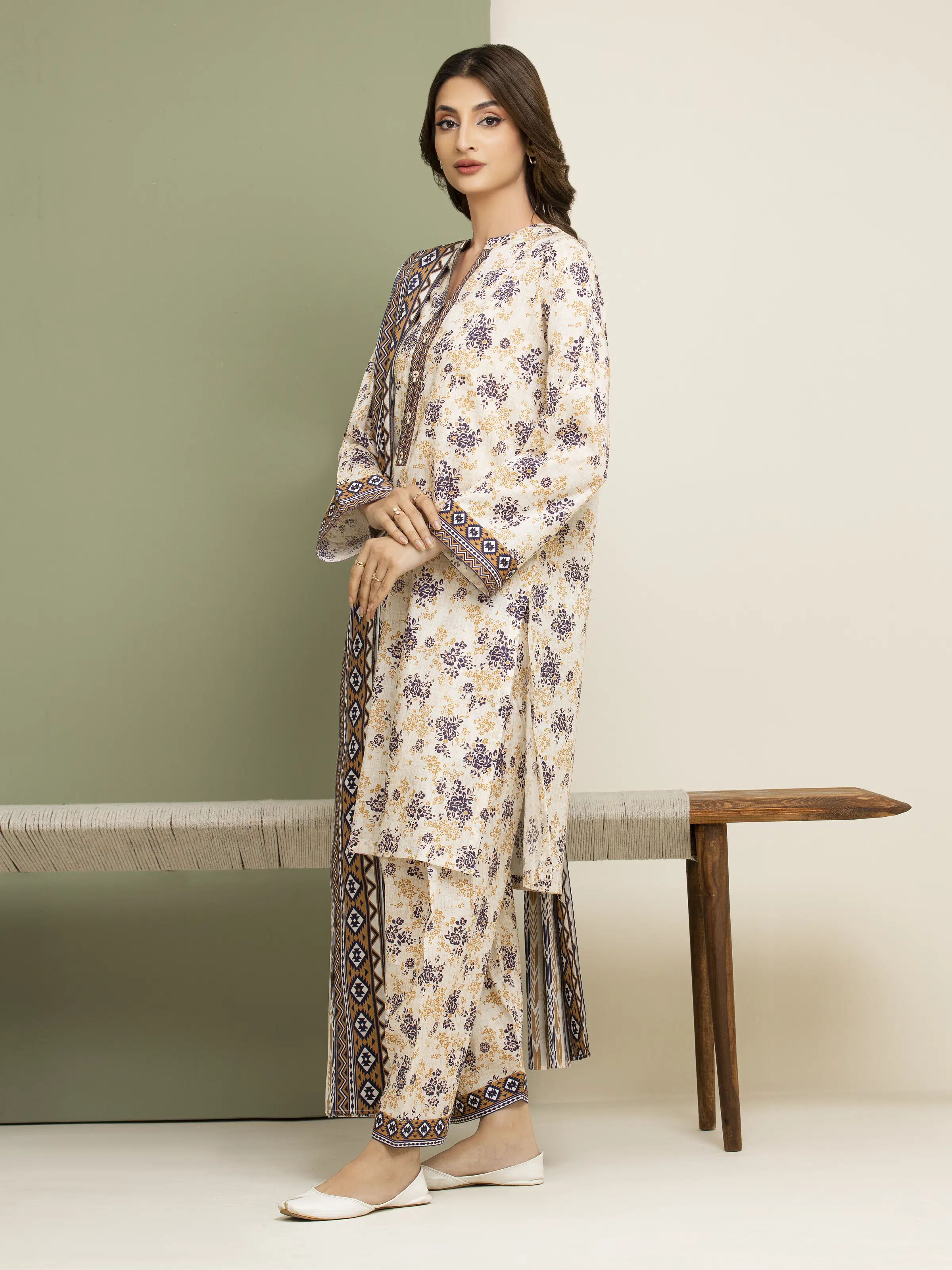 Printed Lawn Suit - EWU5A1-35141-3P - Image 3