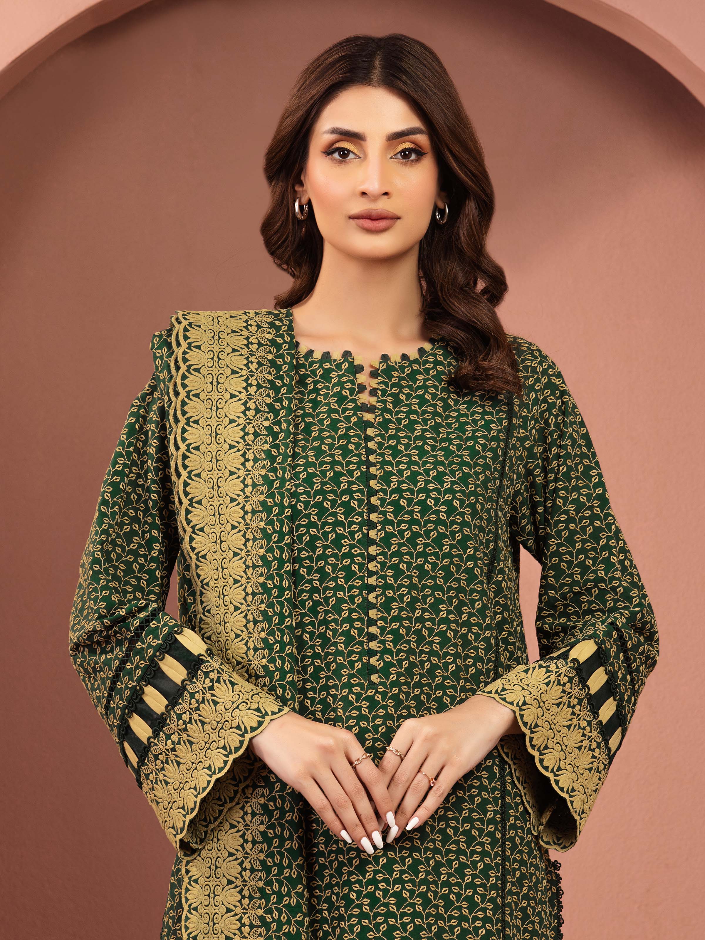 Embroidered Cambric Suit - EWU5V2-31835-3P - Image 2