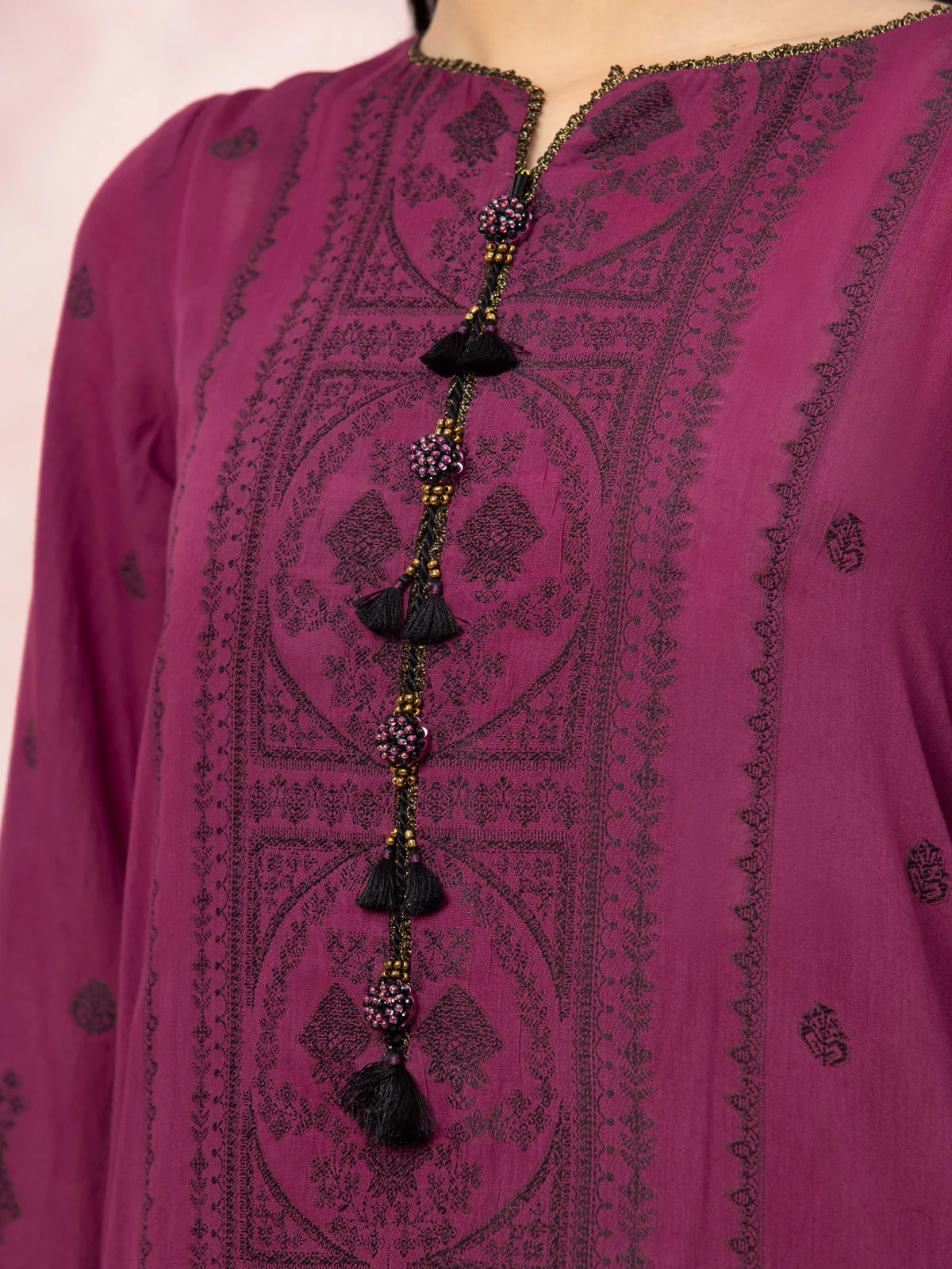 Embroidered Jacquard Shirt Dupatta - EWU24V3-26620SD - Image 5