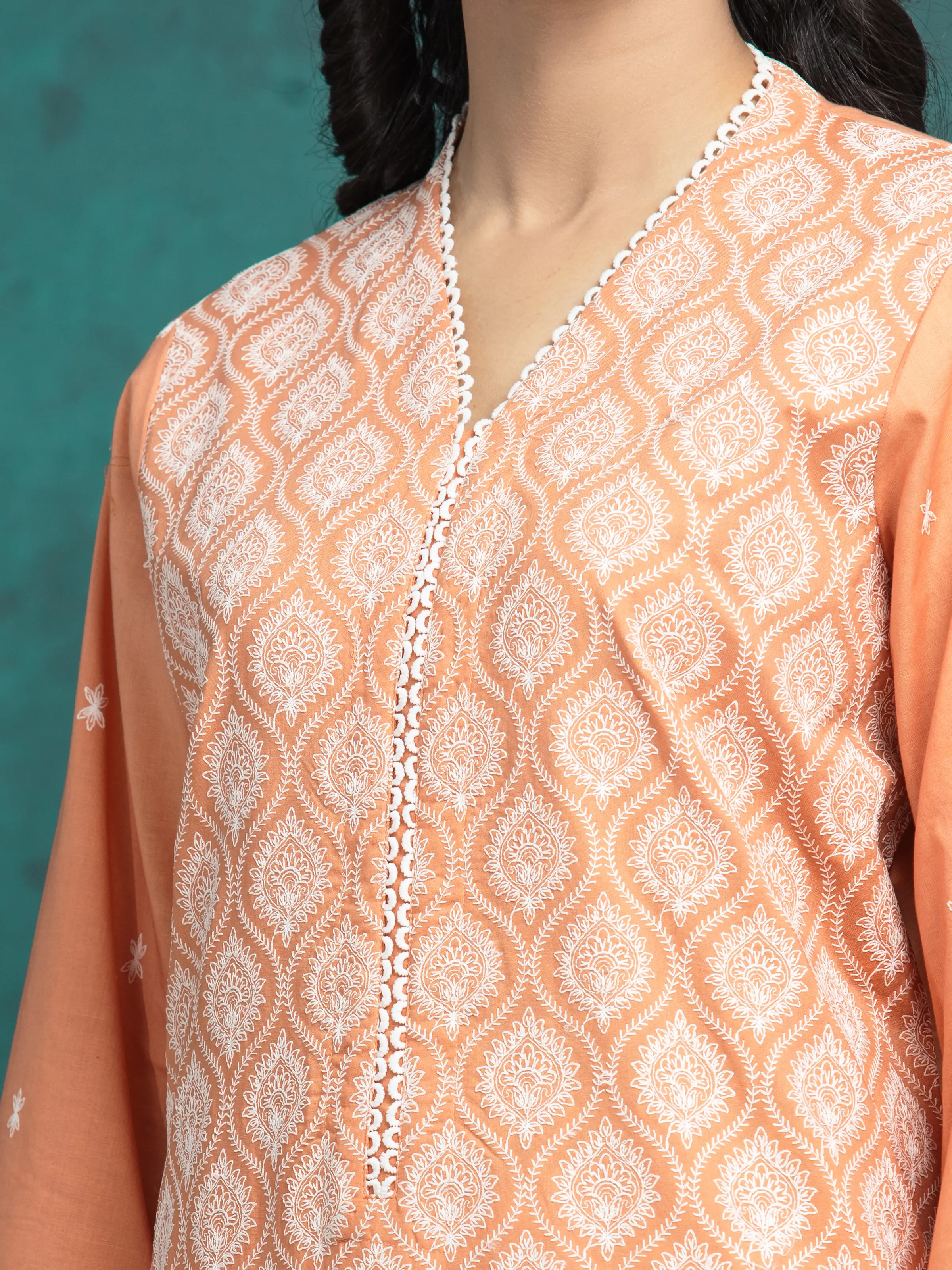 Embroidered Cambric Suit - EWU24V2-31013-3P - Image 3