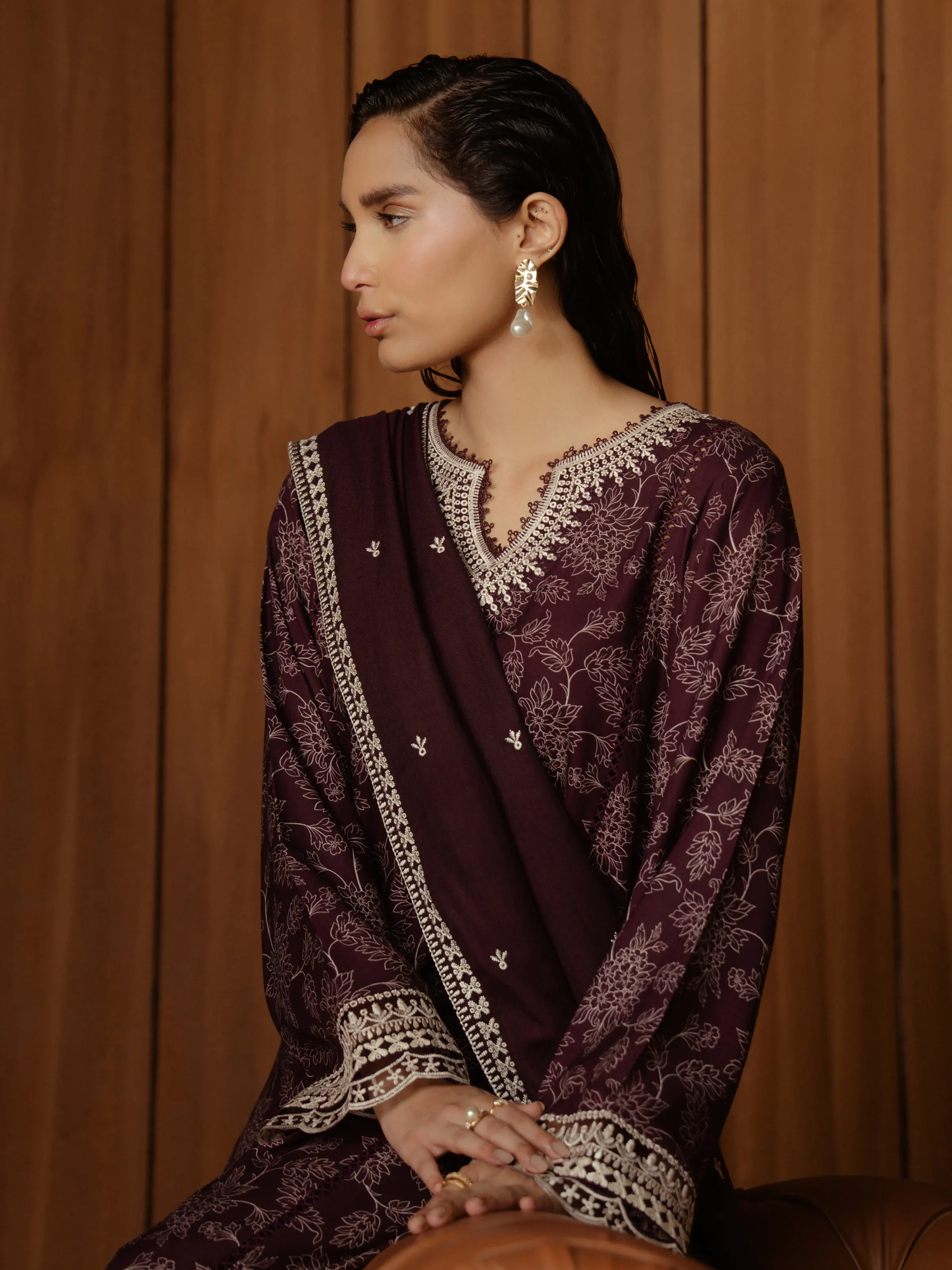 Embroidered Marina Twill Suit - EWU24V14-30258-3P - Image 3