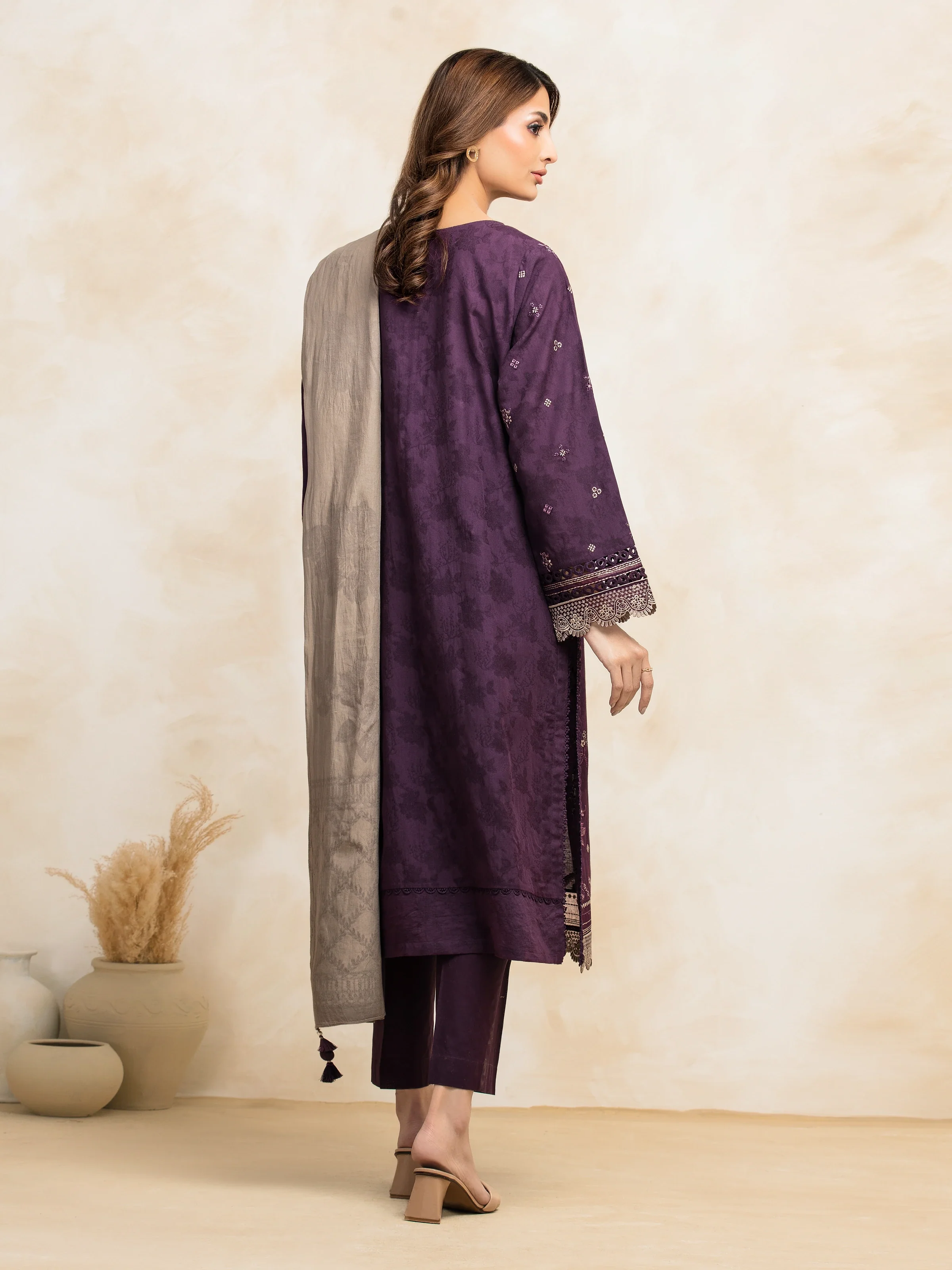 Embroidered Jacquard Suit - EWU5V3-31152-3P - Image 2
