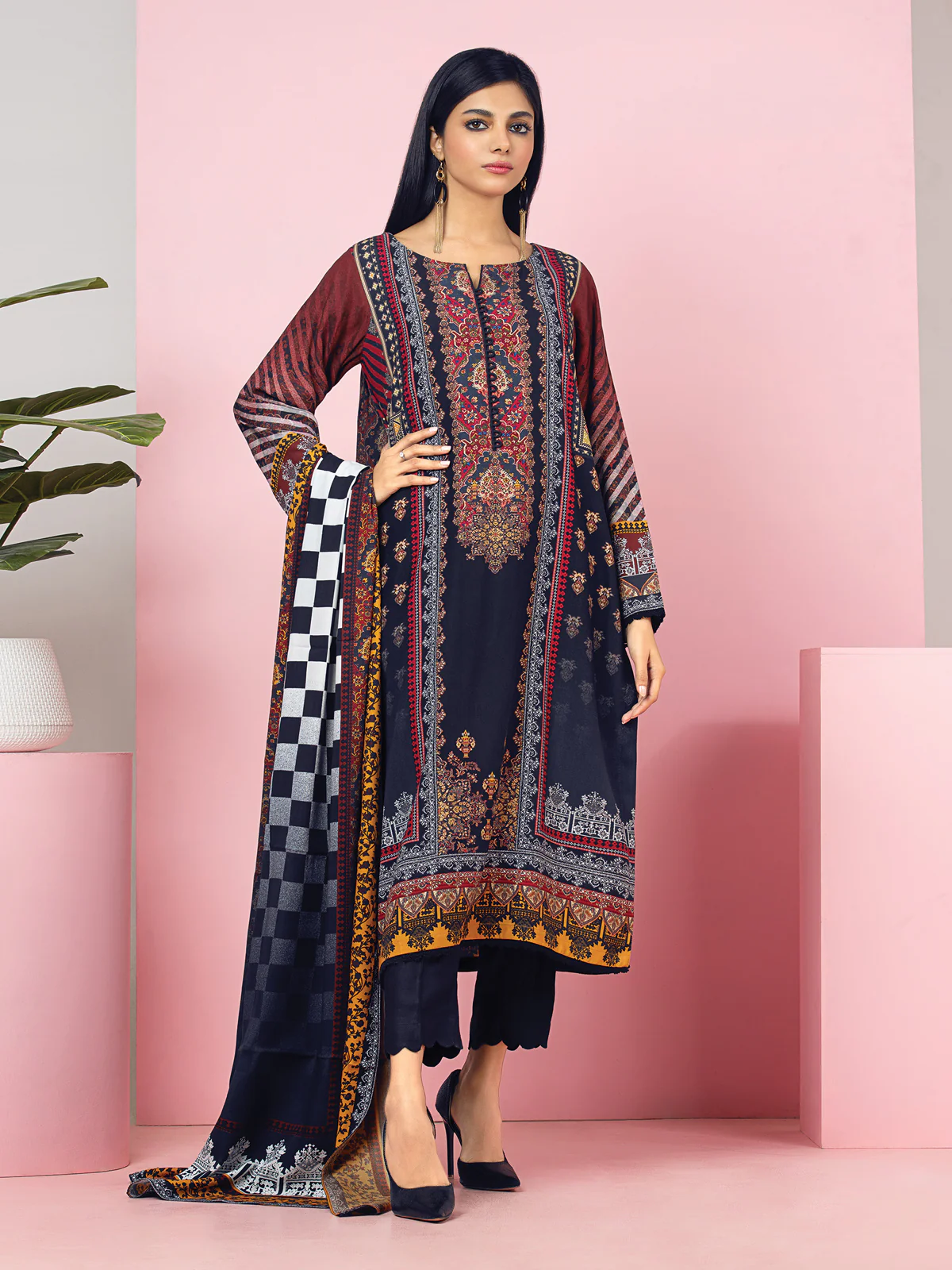 Printed Viscose Shirt Dupatta - EWU22A4-24019SD