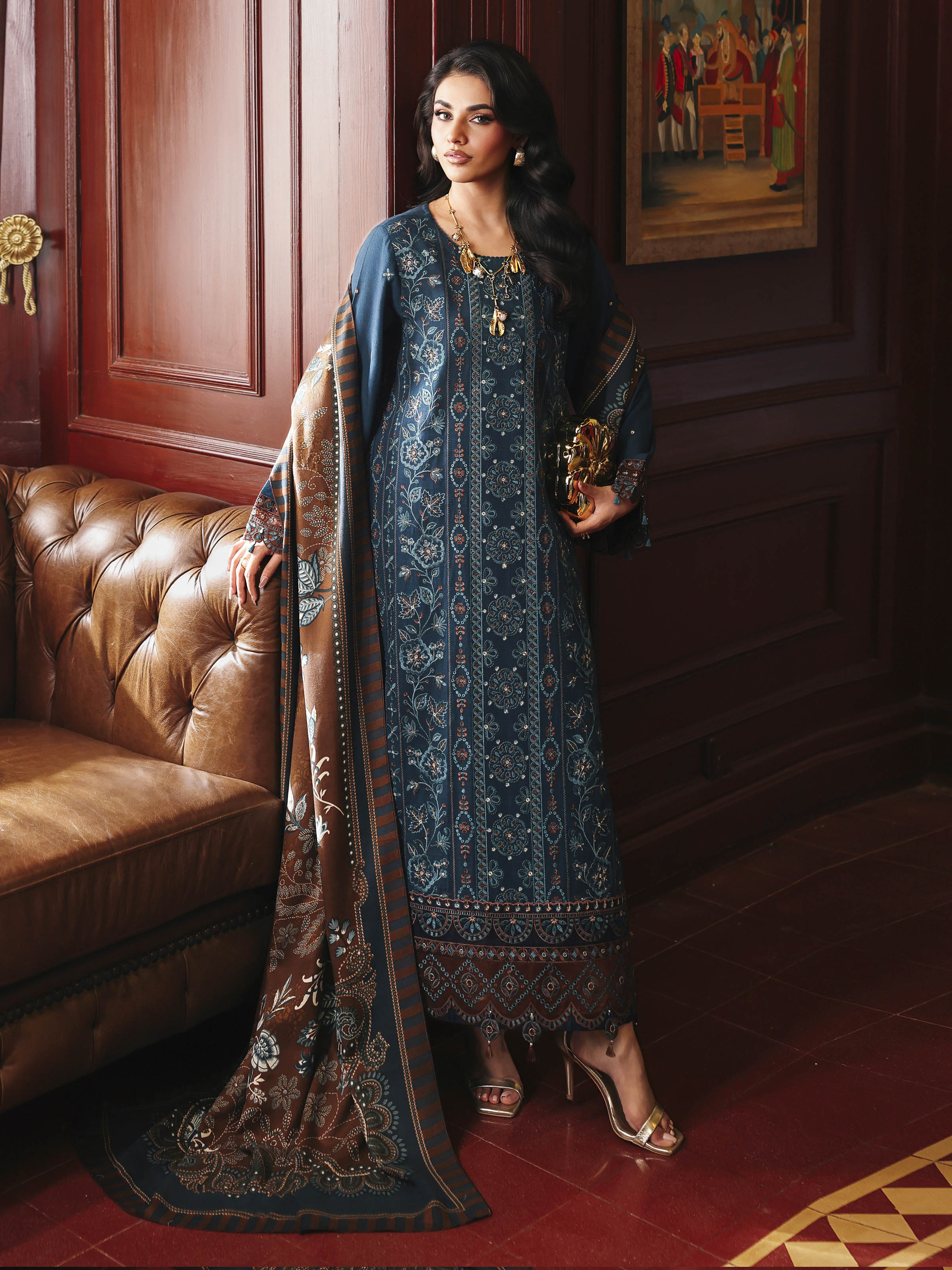 Embroidered Khaddar Suit - EWU5V11-32005-3P