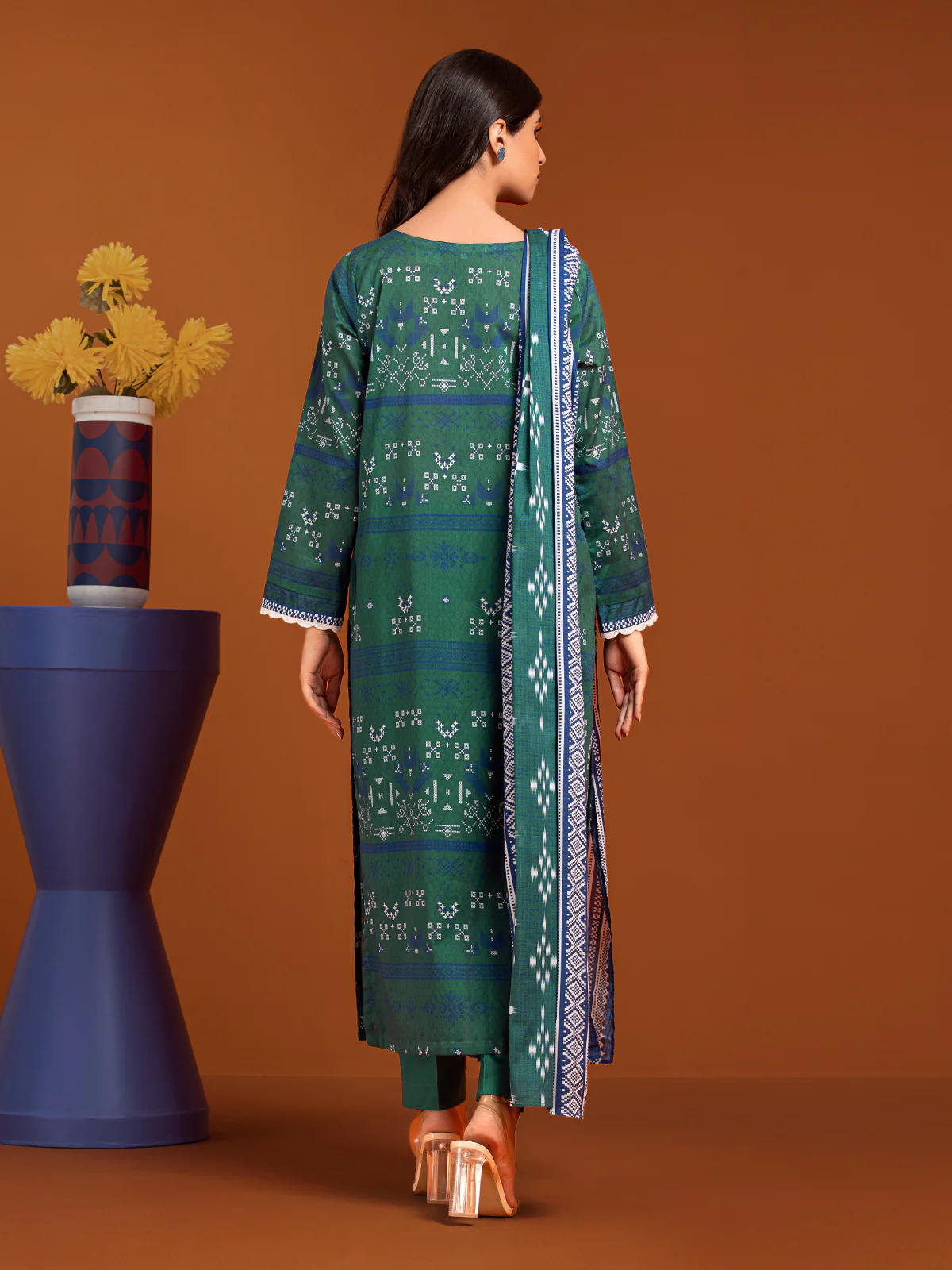 Printed Khaddar Shirt - EWU23A3-27143S - Image 2