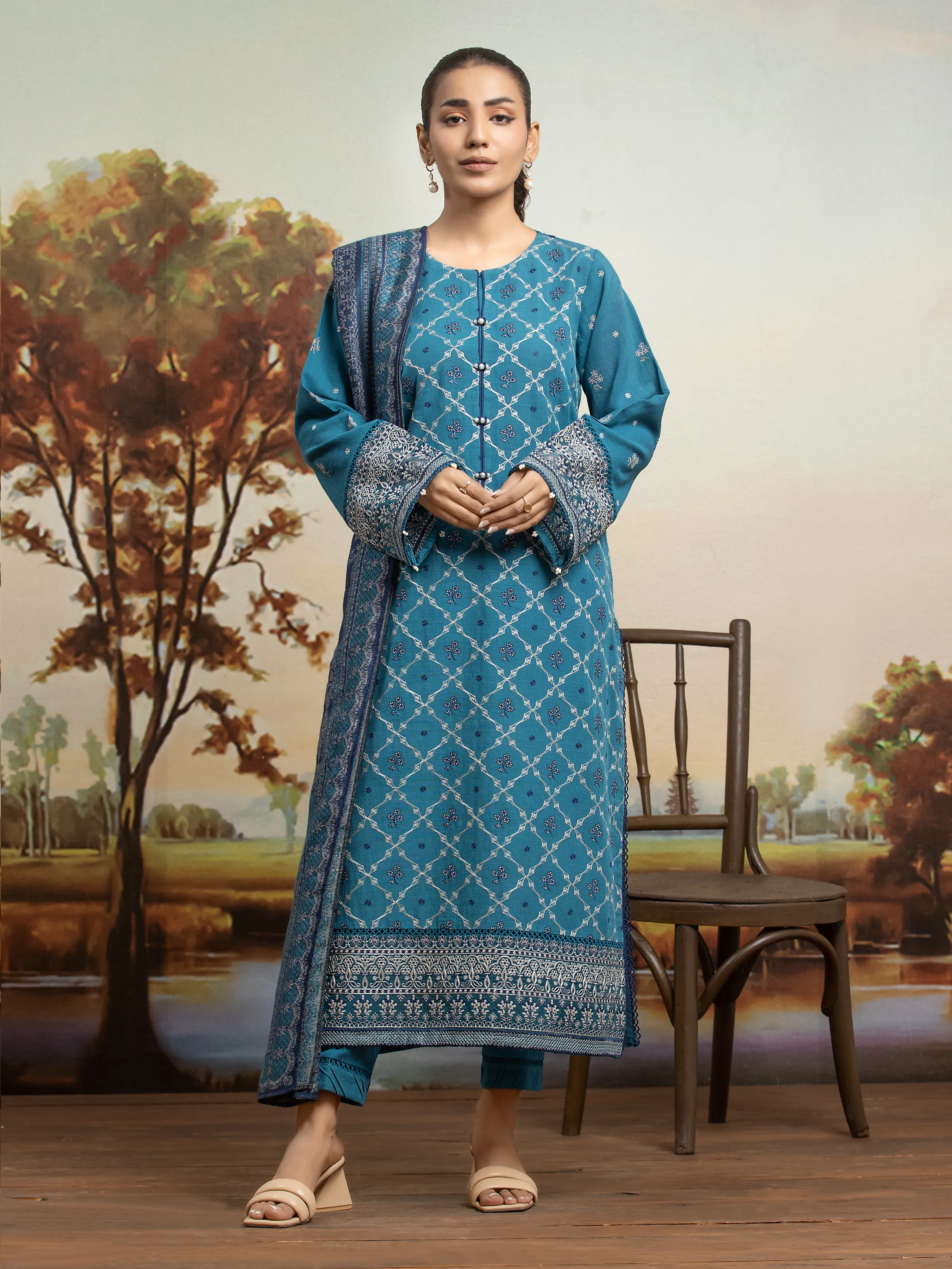 Embroidered Marina Twill Suit - EWU24V14-30211-3P