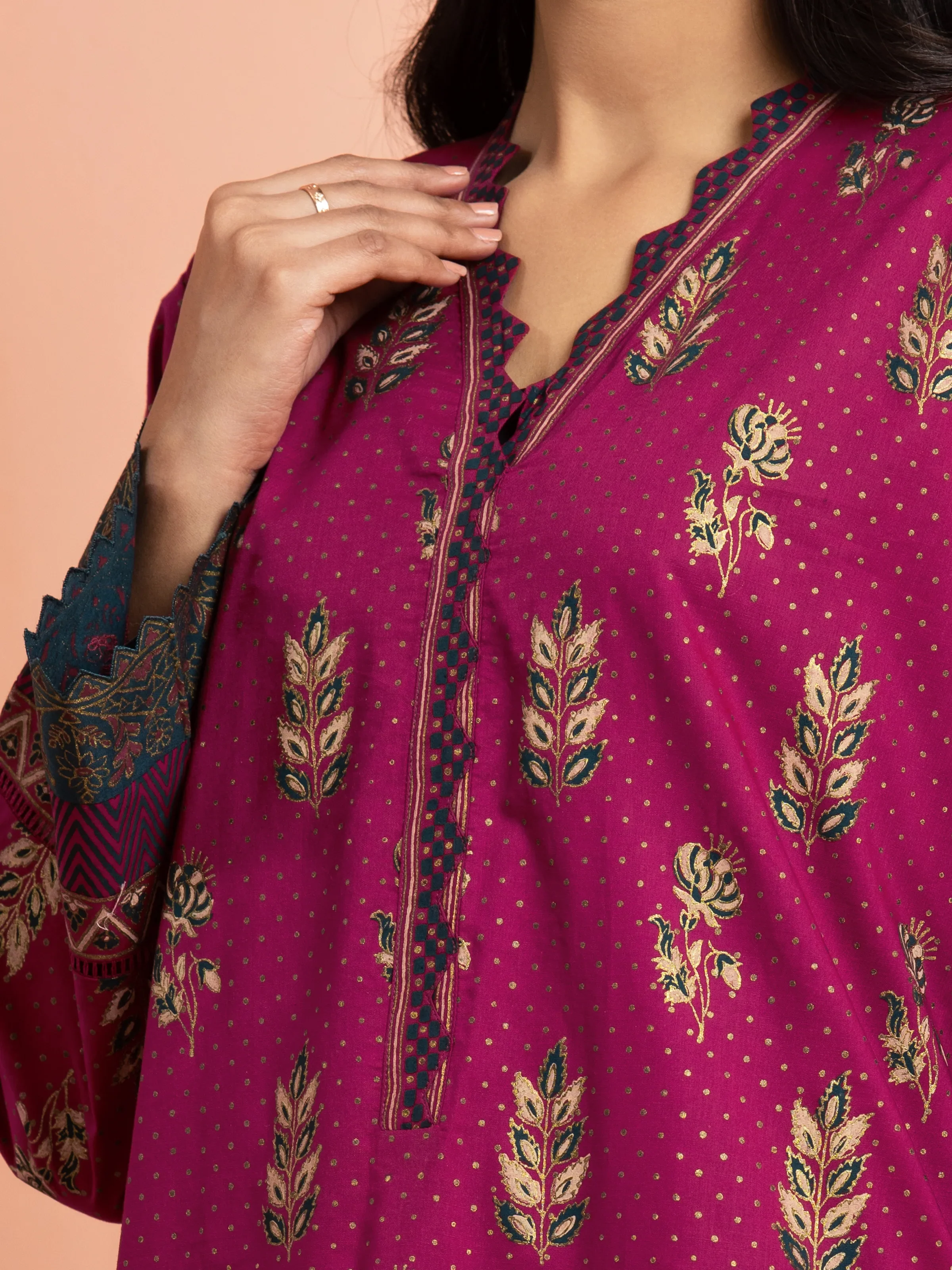 Block Print Cambric Suit - EWU5M1-012-3P - Image 3