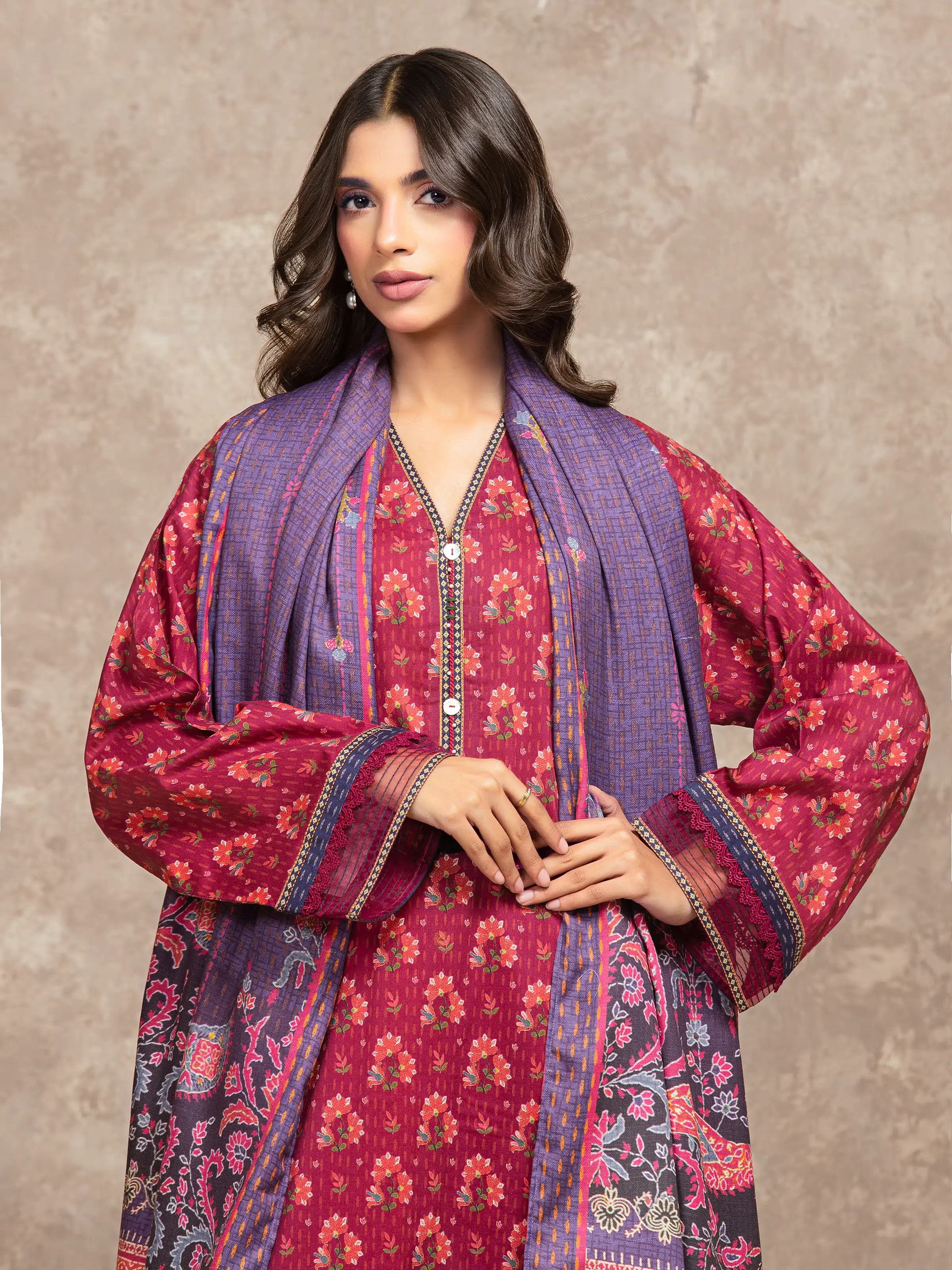 Printed Khaddar Suit - EWU5M3-039-3P - Image 2