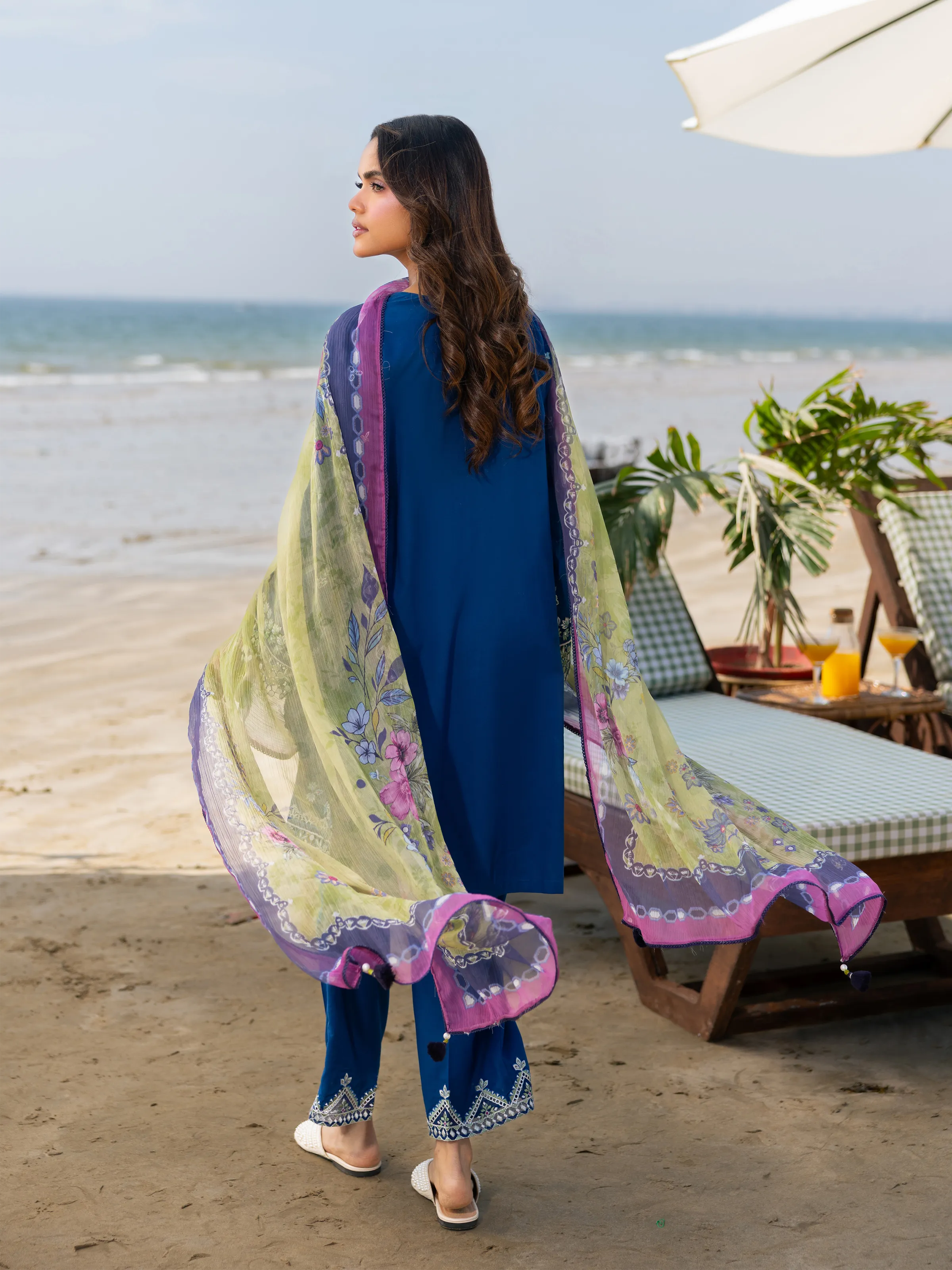 Embroidered Cambric Suit - EWU6V2-33448-3P - Image 6