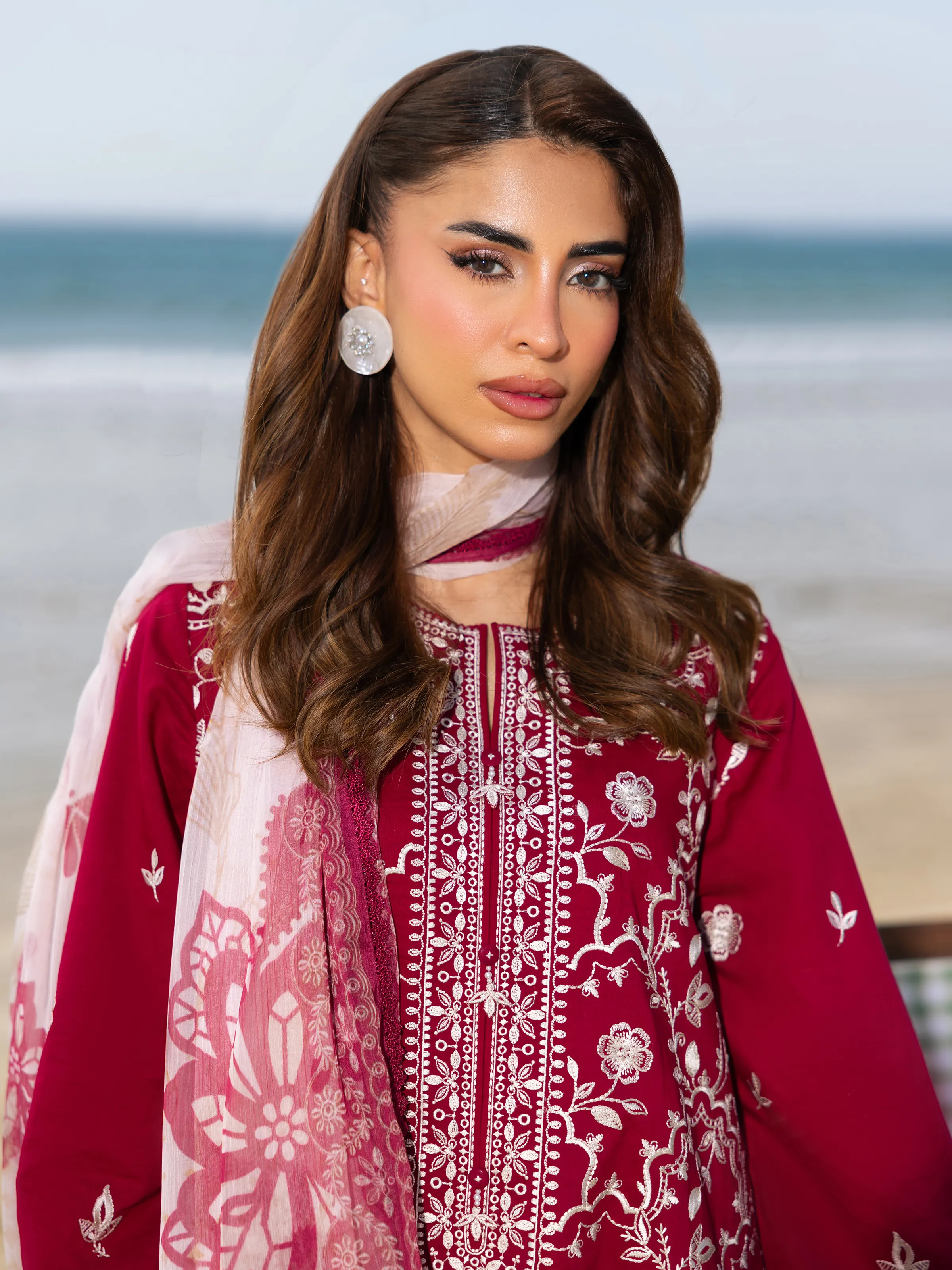 Embroidered Cambric Suit - EWU6V2-33452-3P - Image 2
