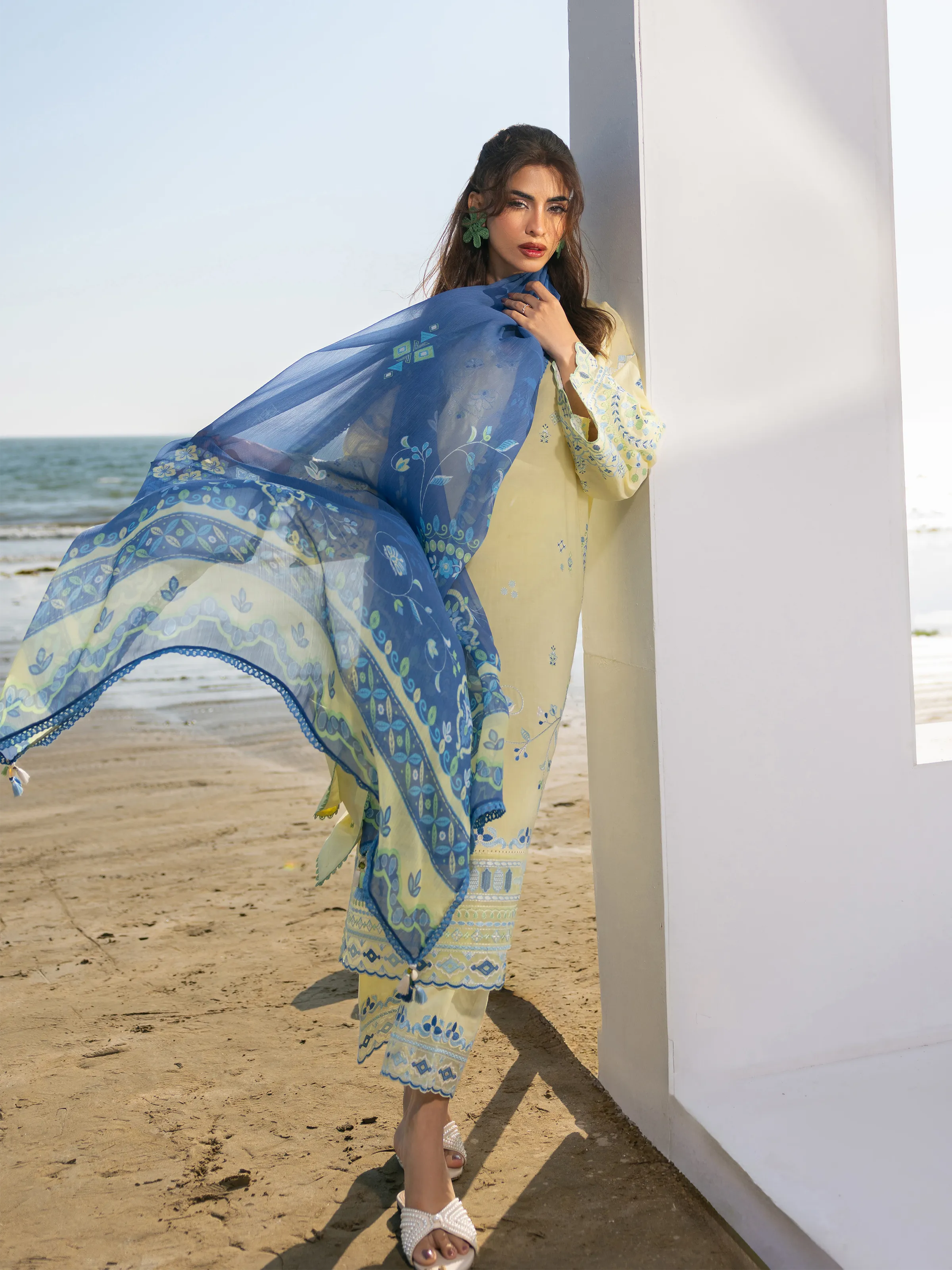 Embroidered Cambric Suit - EWU6V2-33453-3P