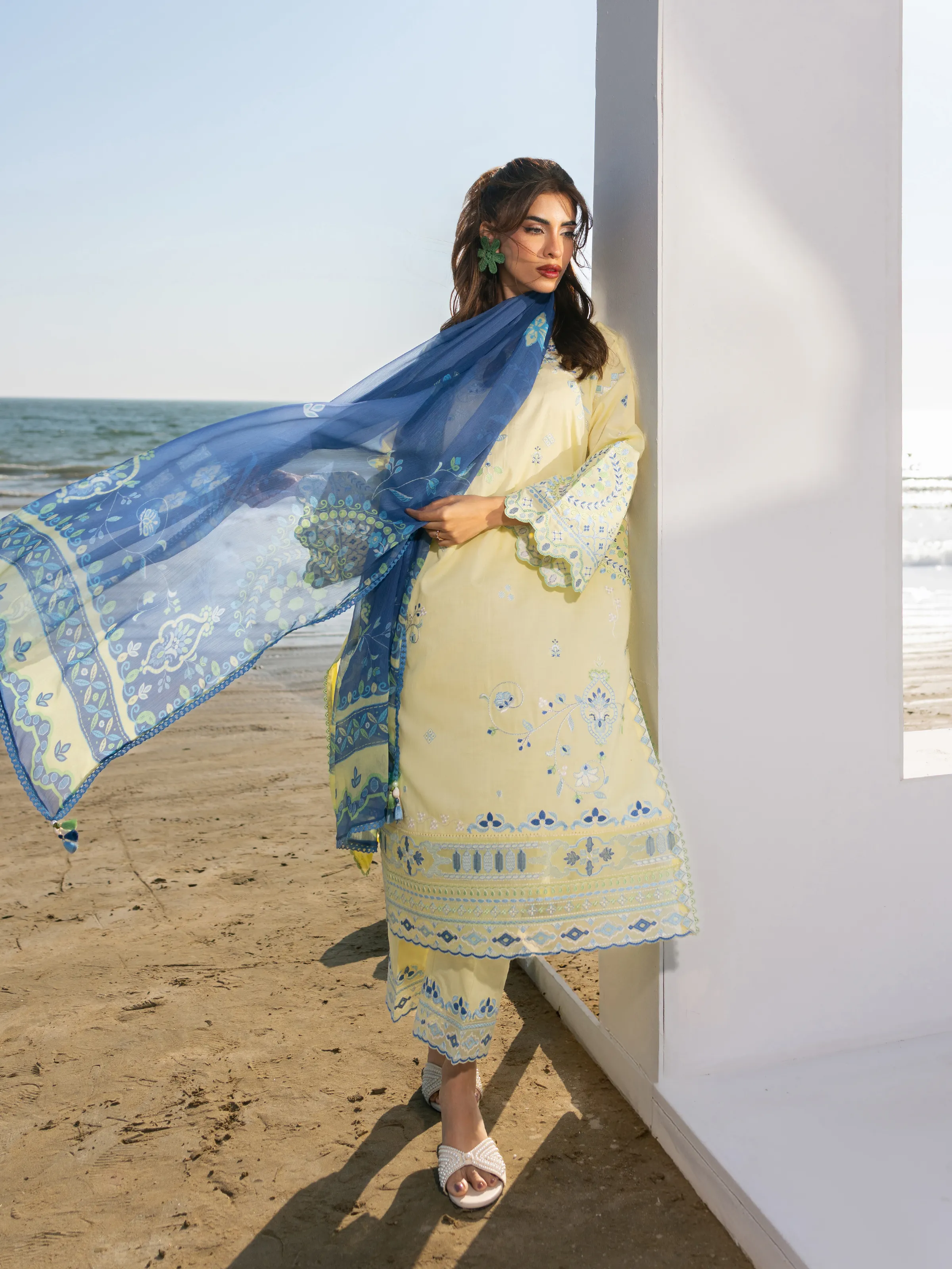 Embroidered Cambric Suit - EWU6V2-33453-3P - Image 3