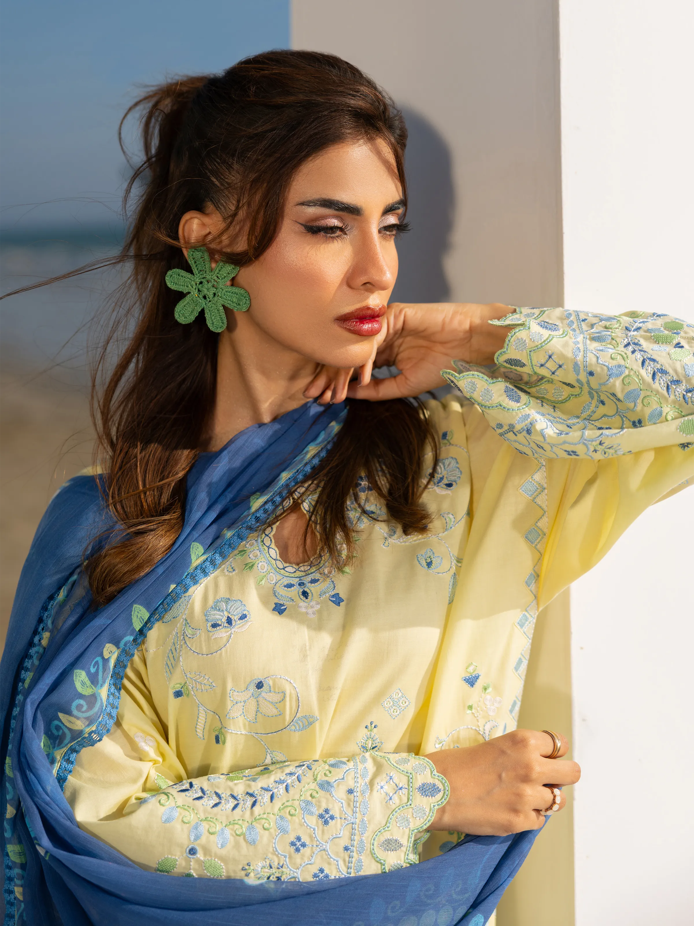 Embroidered Cambric Suit - EWU6V2-33453-3P - Image 4